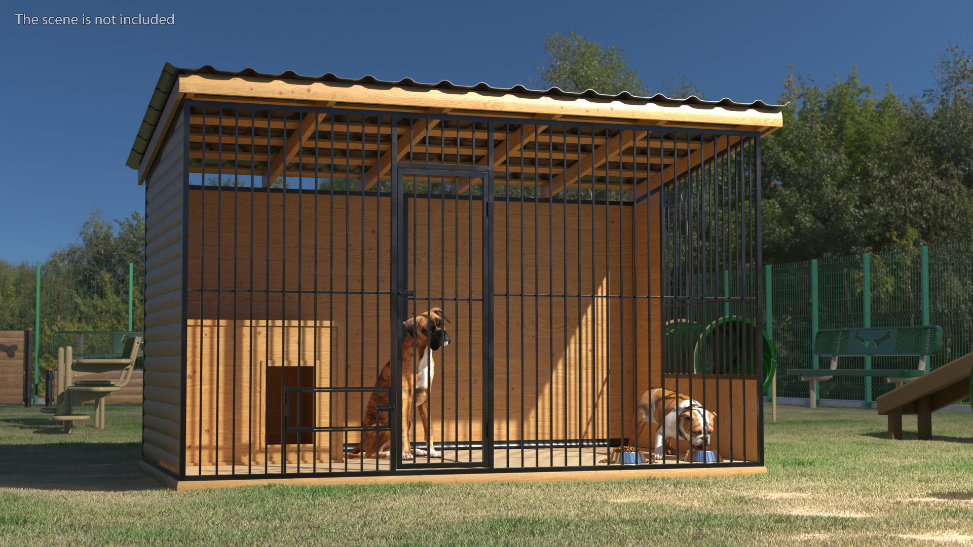 3D model Kennel with Dogs Fur