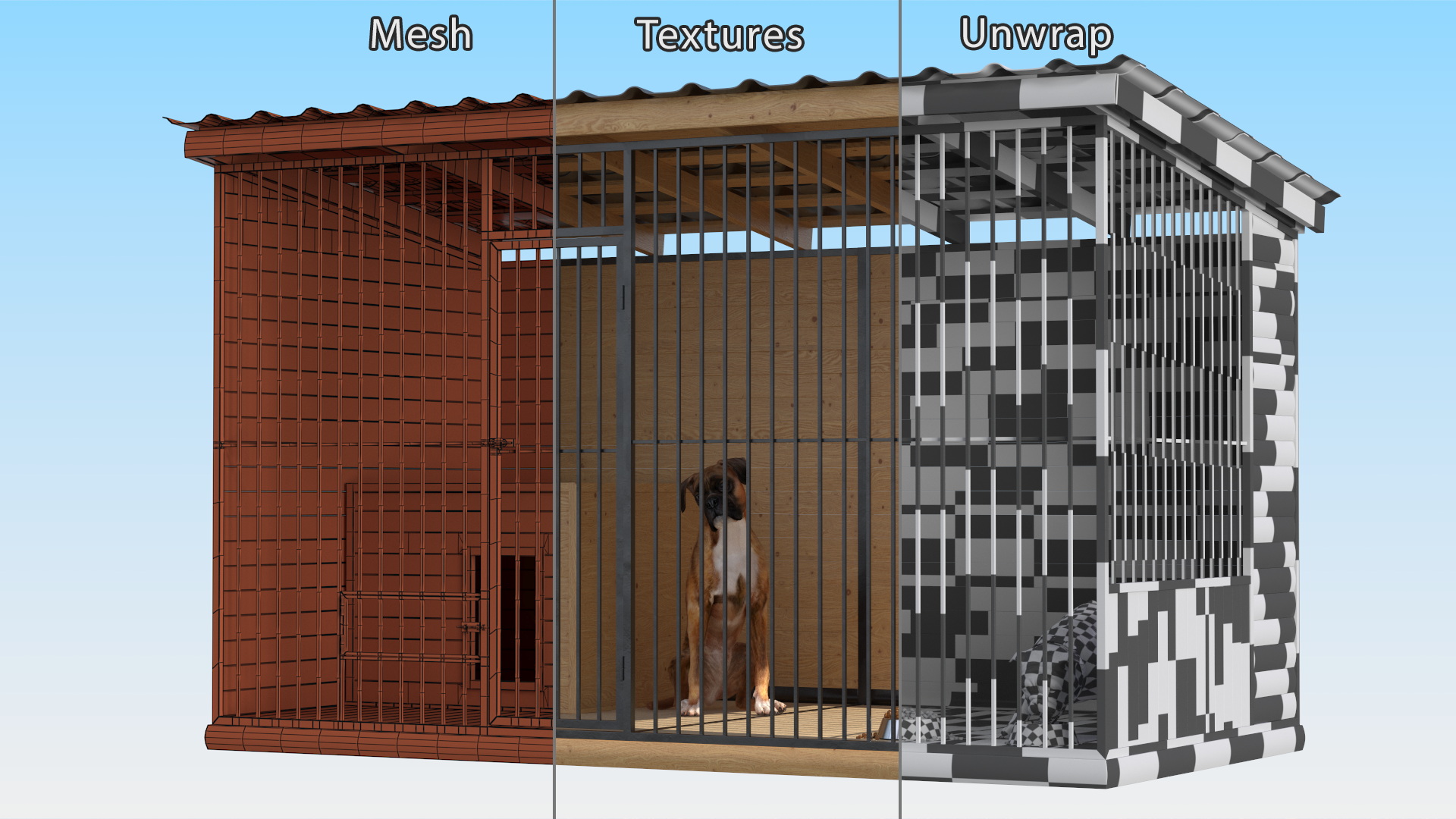 3D model Kennel with Dogs Fur