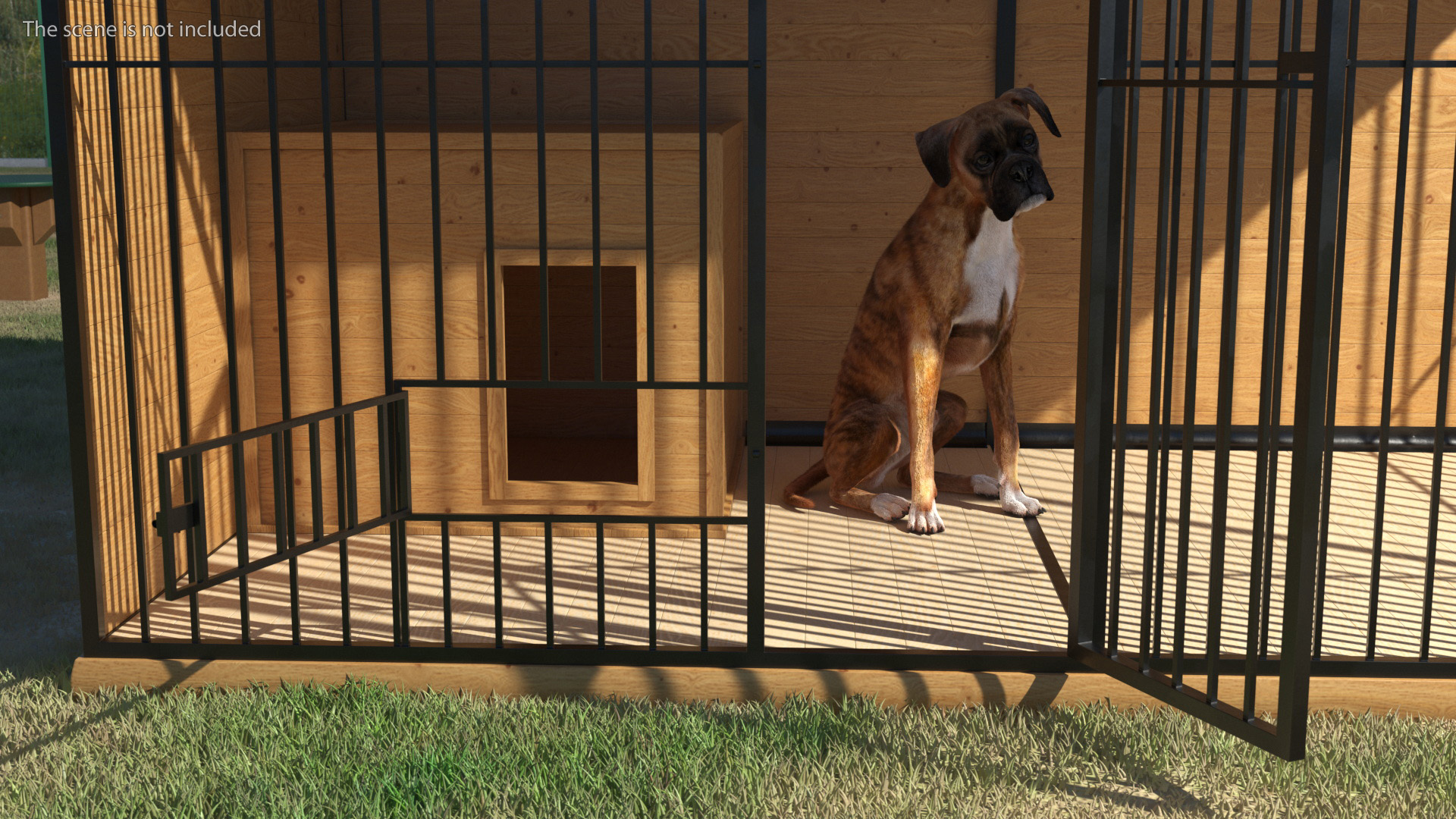 3D model Kennel with Dogs Fur