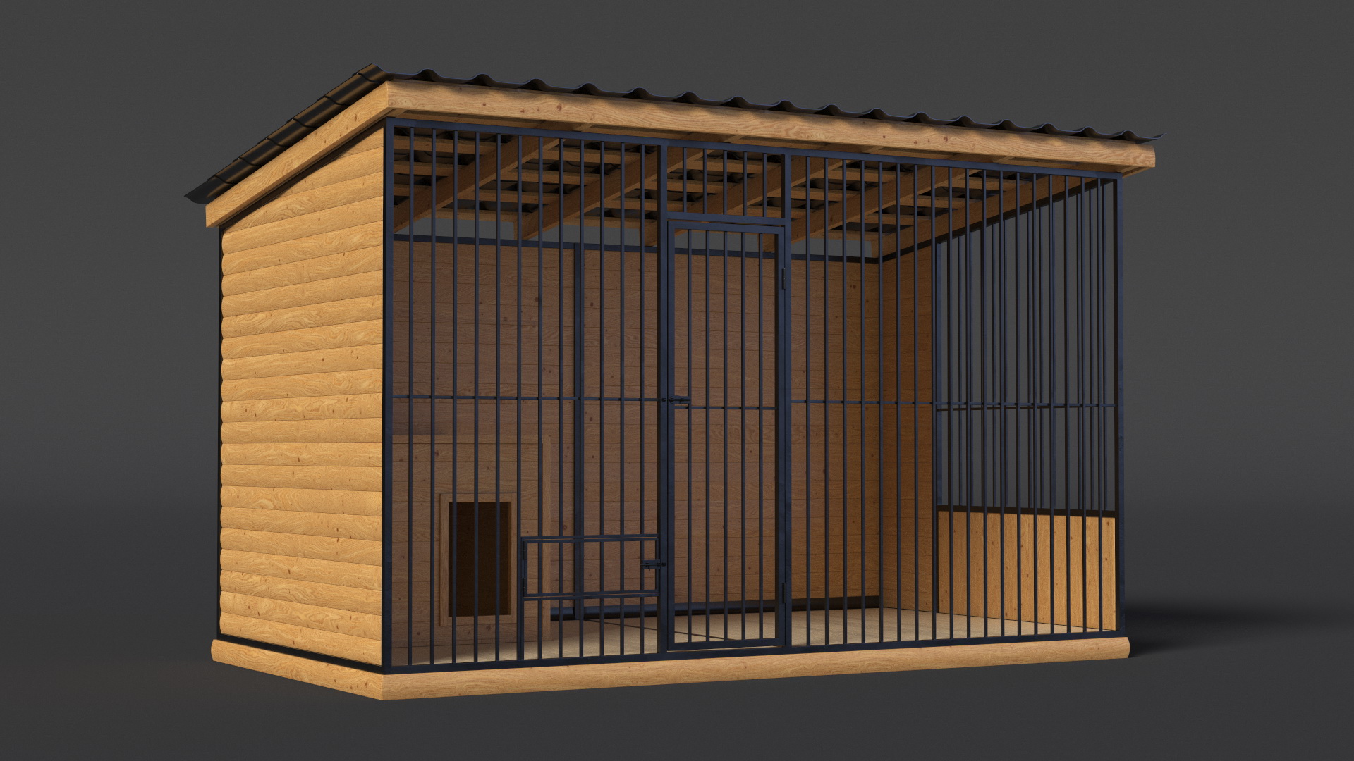 3D model Kennel with Dogs Fur