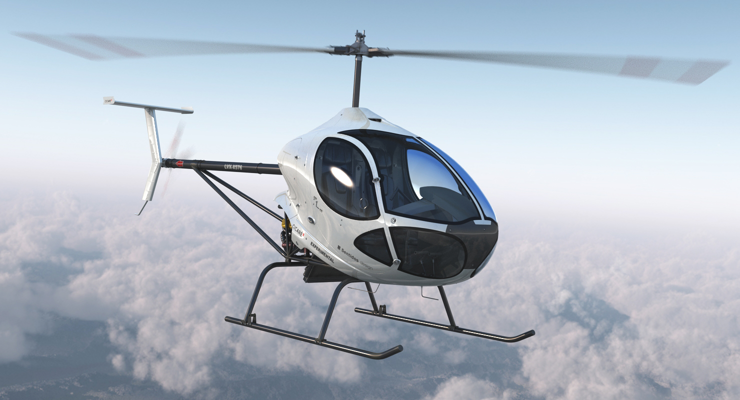 3D Ultra Light Helicopter Cicare 8 Rigged model