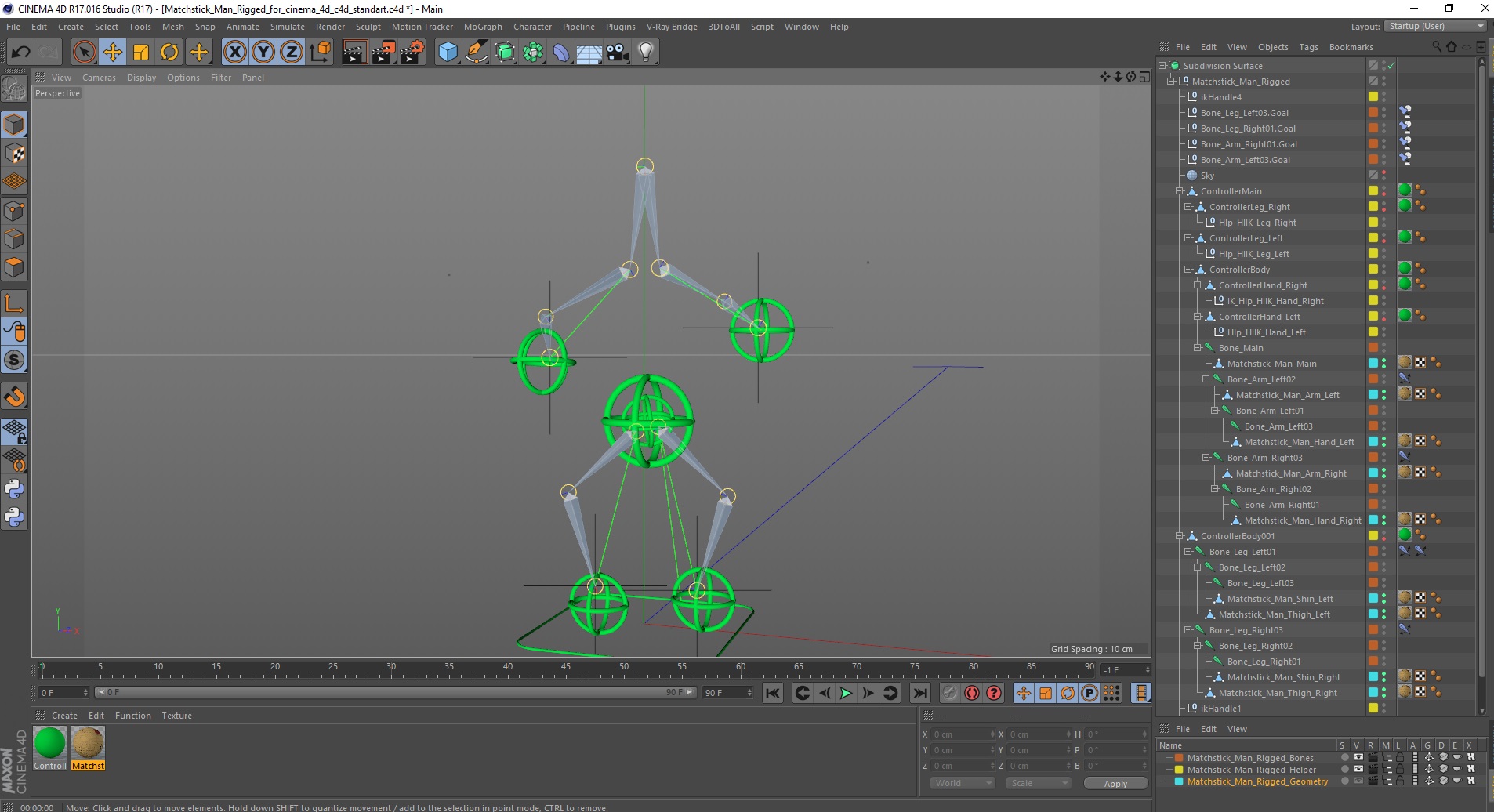 3D model Matchstick Man Rigged for Cinema 4D