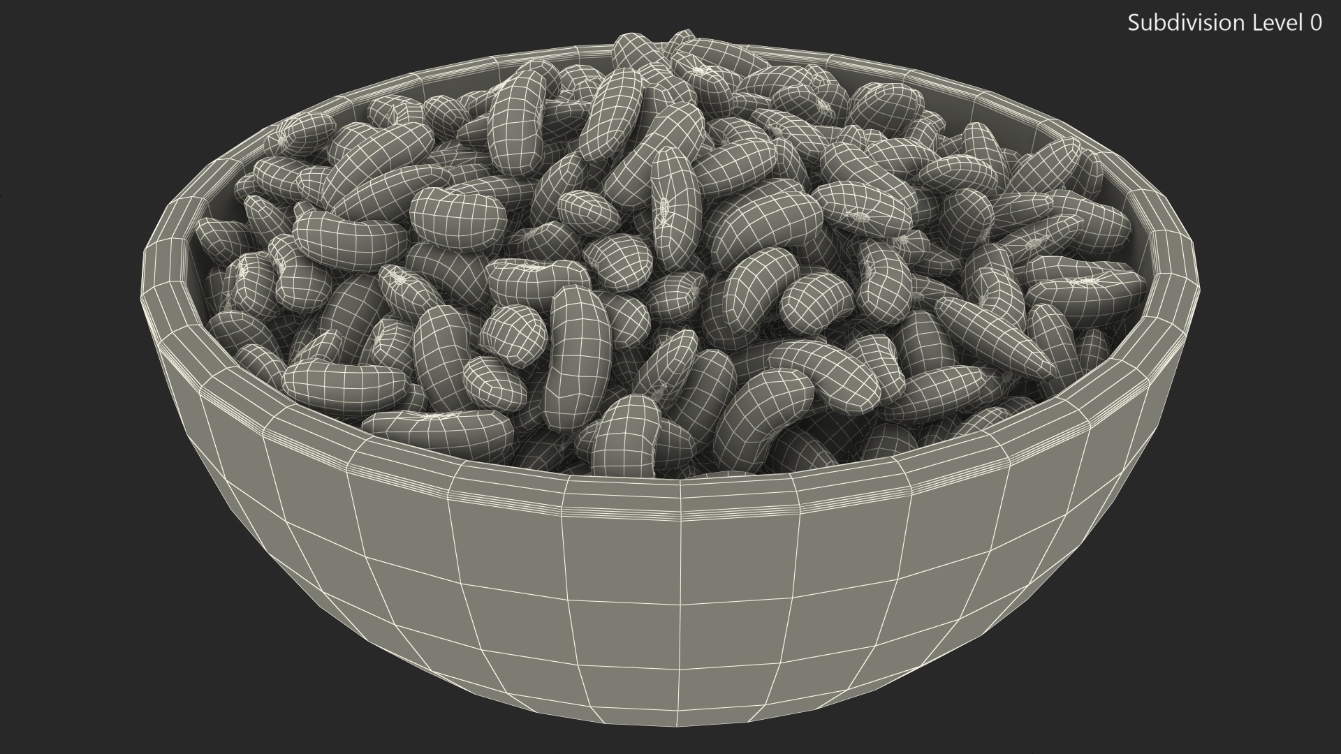 3D model Full Bowl of Light Red Kidney Beans