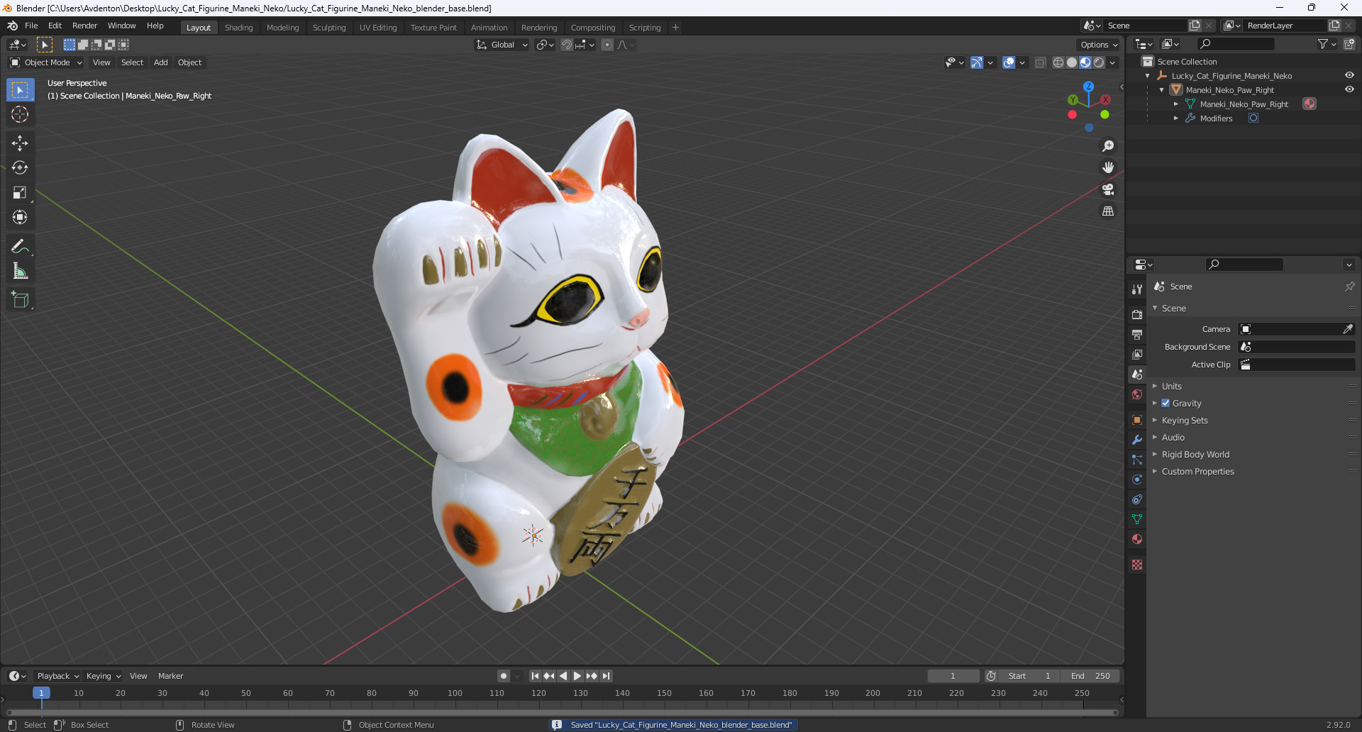 3D model Lucky Cat Figurine Maneki Neko