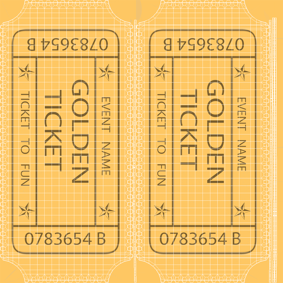 Golden Event Ticket 3D model