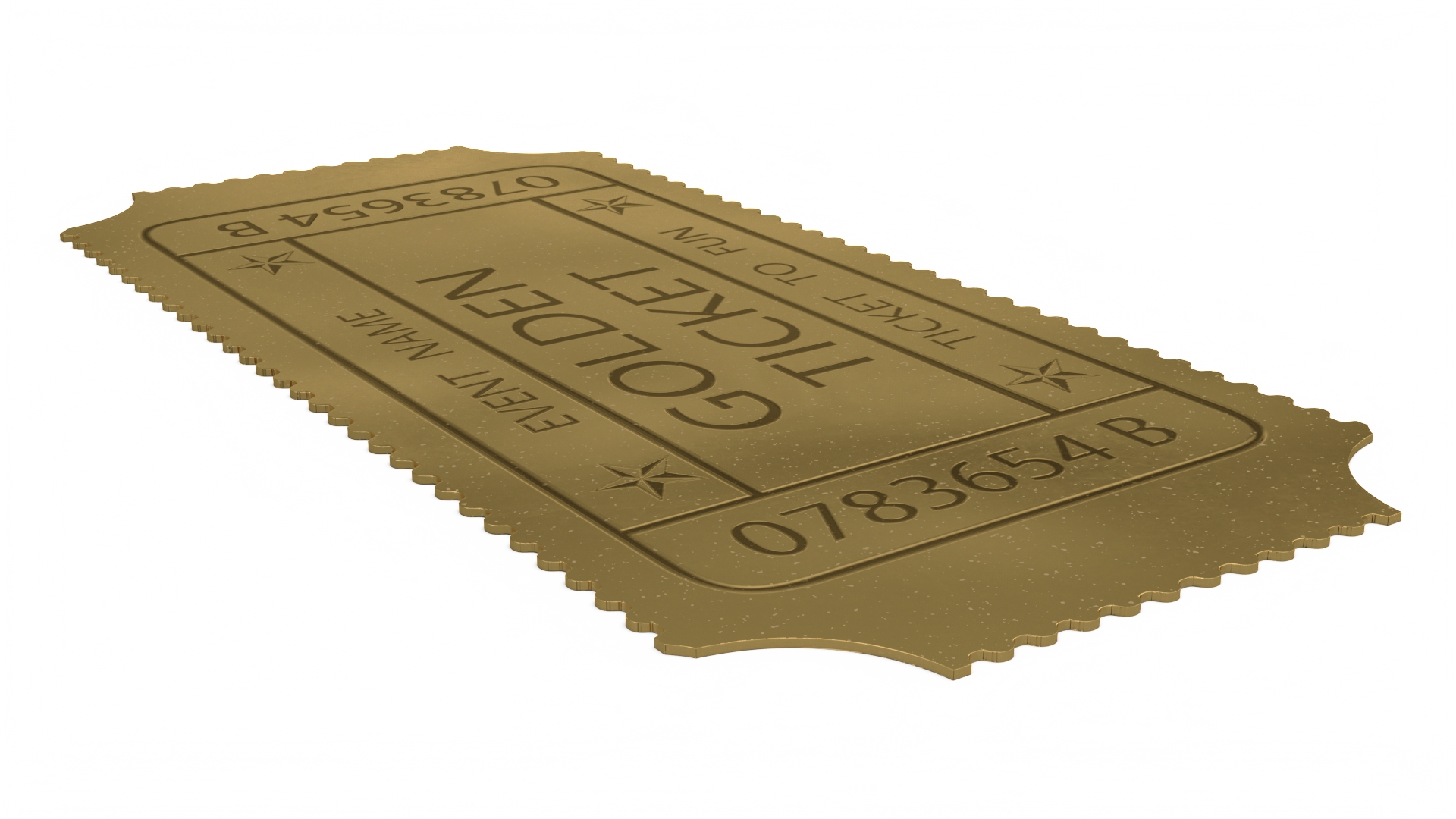 Golden Event Ticket 3D model