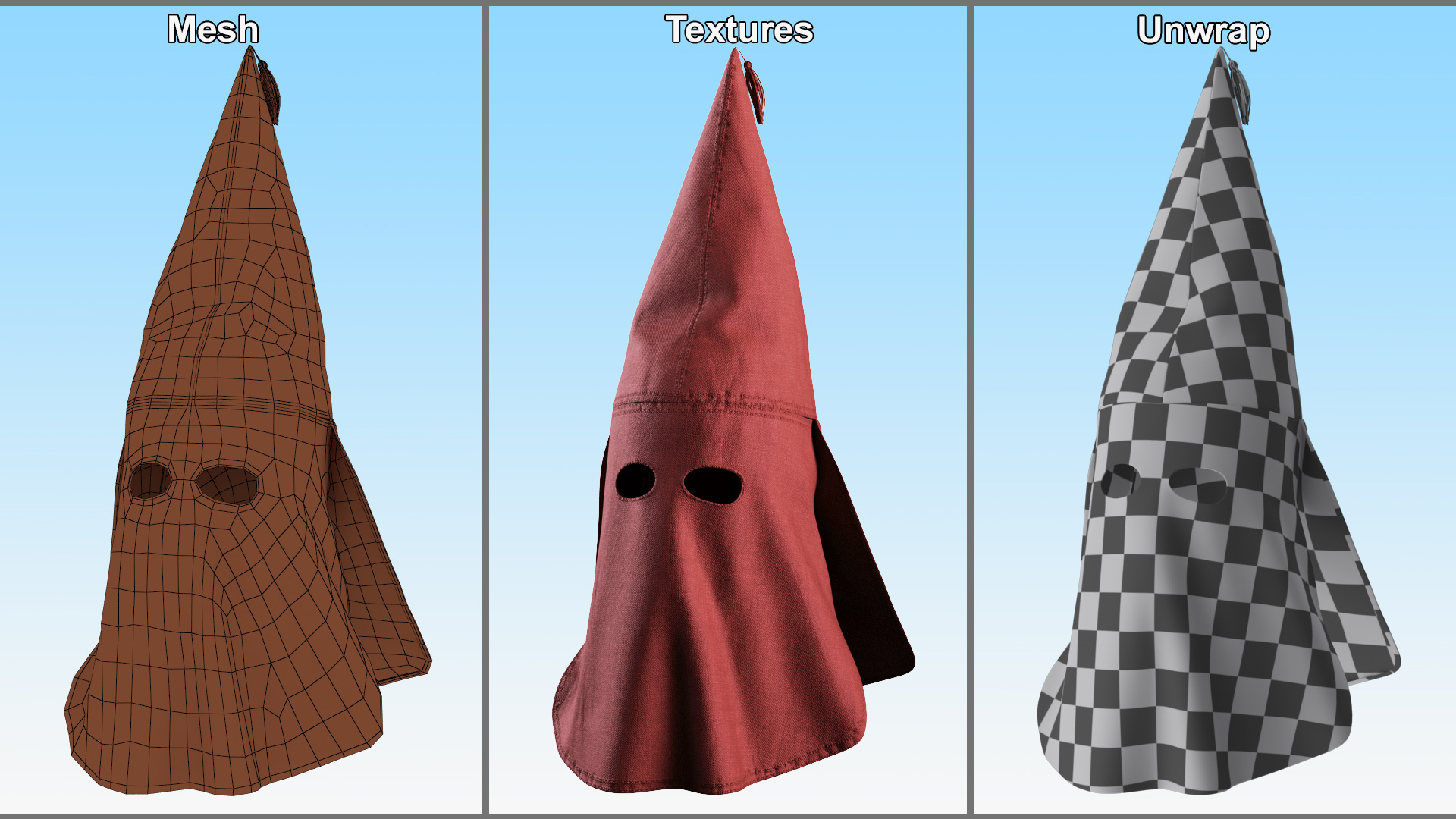 3D Red Mask Ku Klux Klan