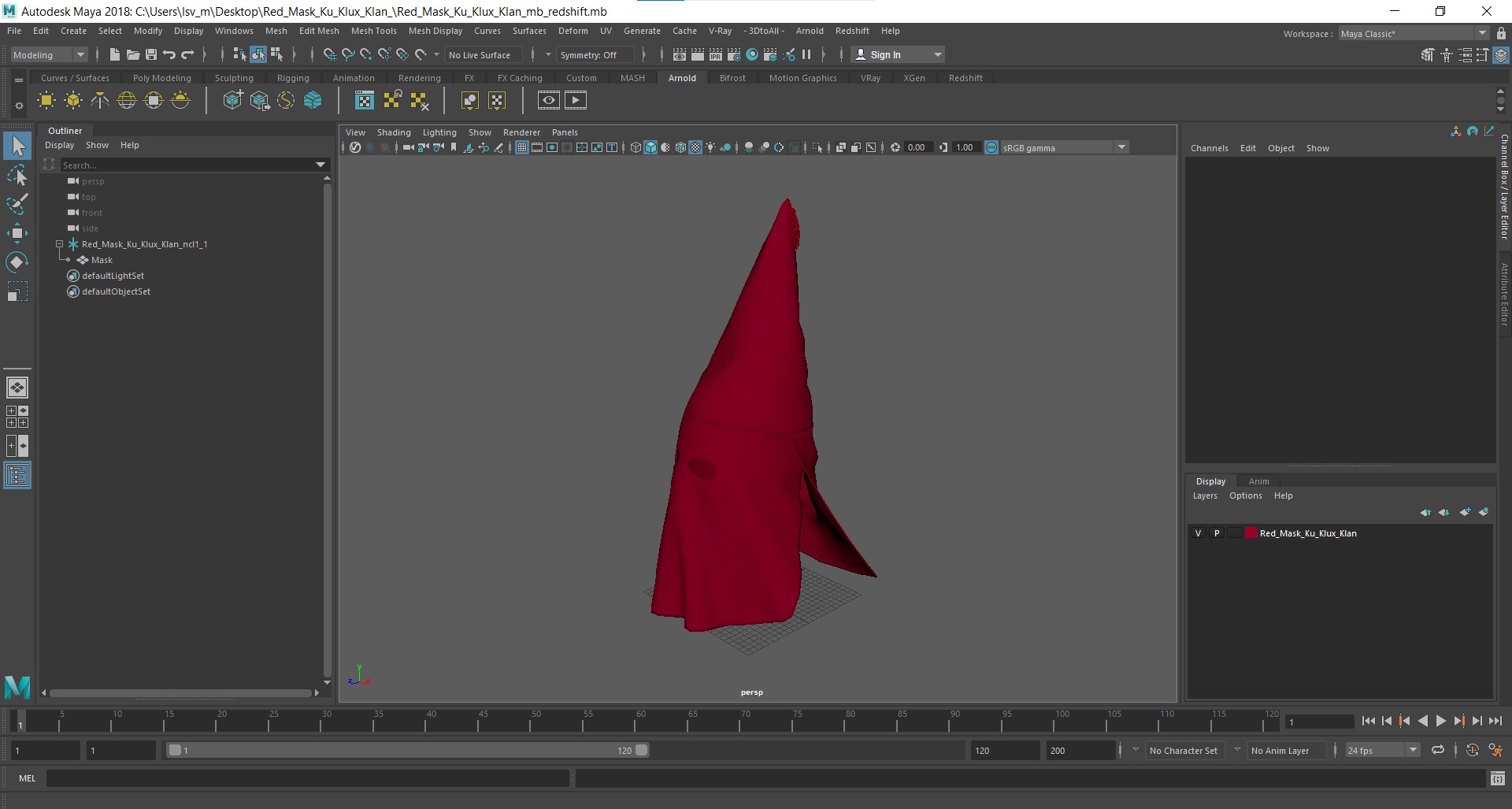 3D Red Mask Ku Klux Klan