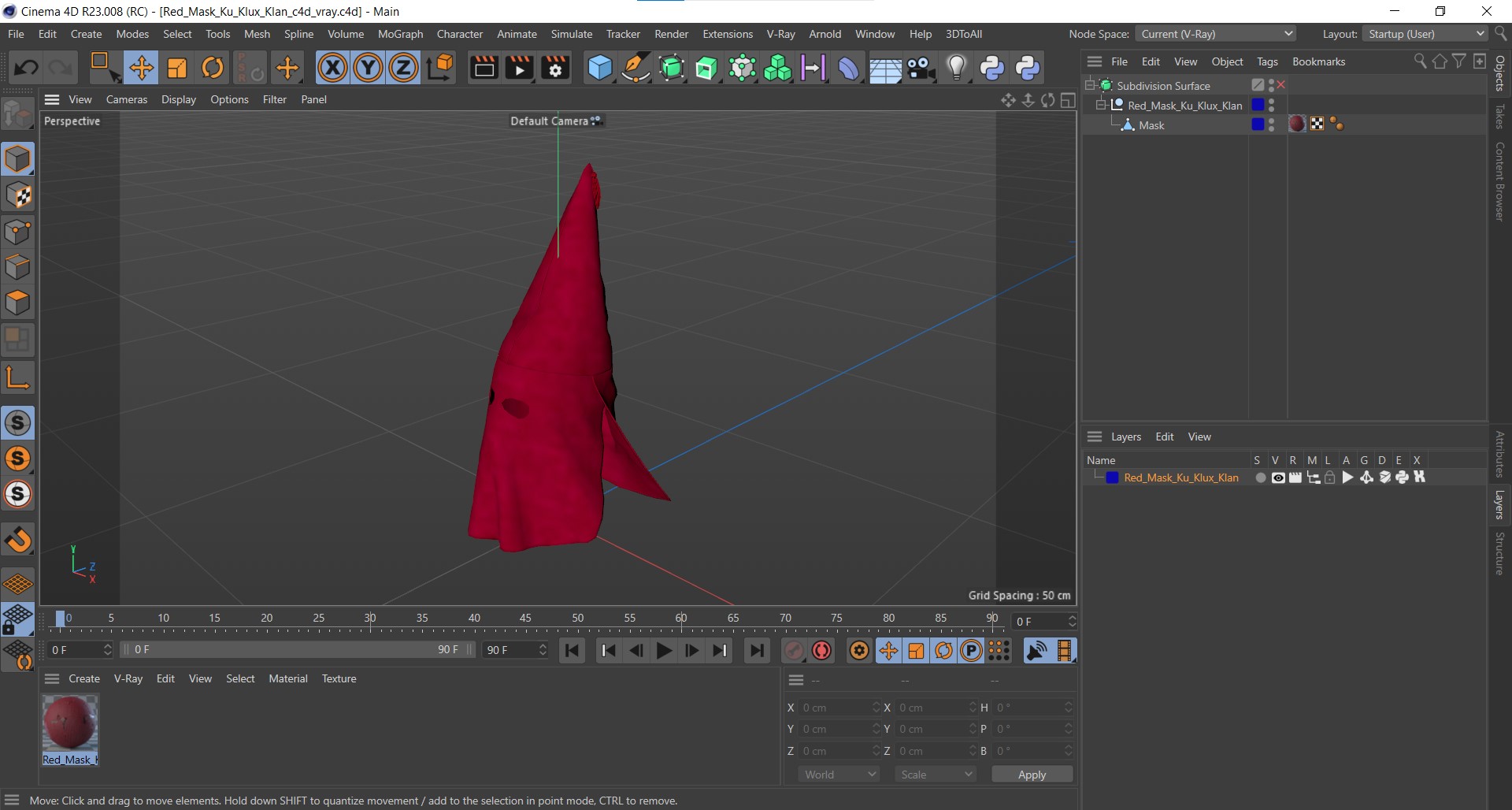 3D Red Mask Ku Klux Klan