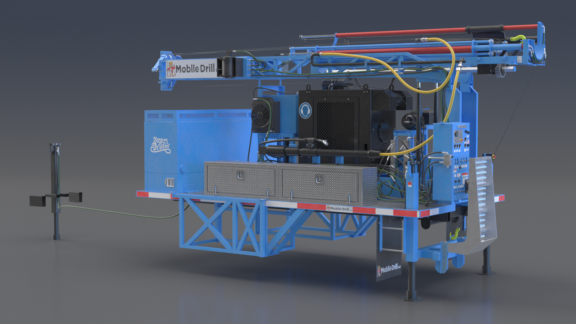 3D Mobile Drilling Rig Blue Rigged