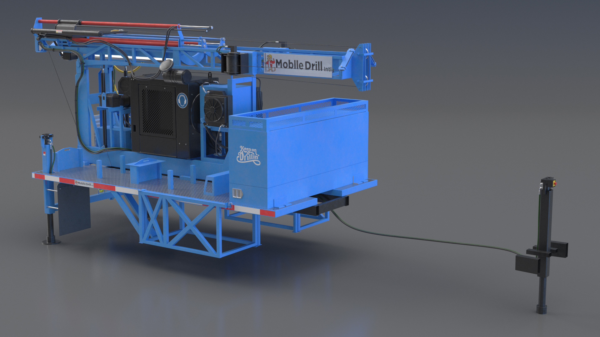 3D Mobile Drilling Rig Blue Rigged