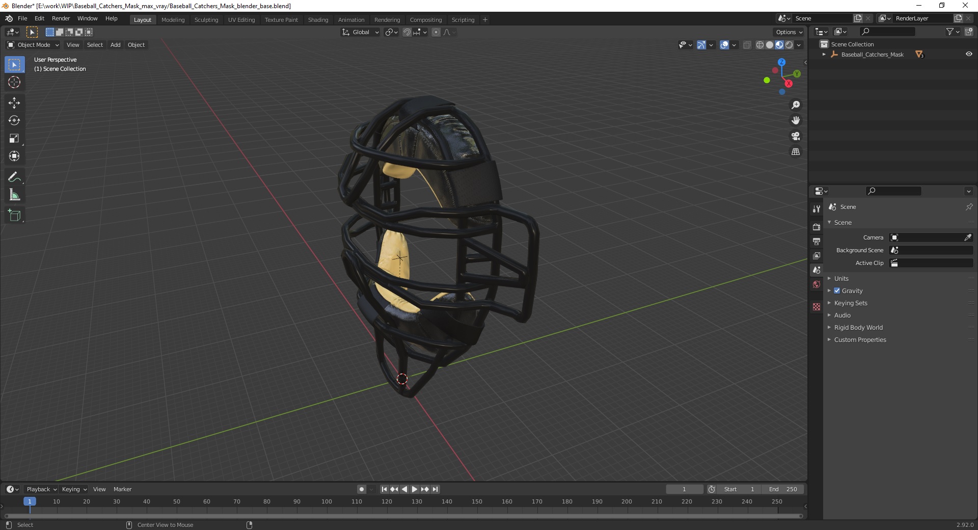 Baseball Catchers Mask 3D