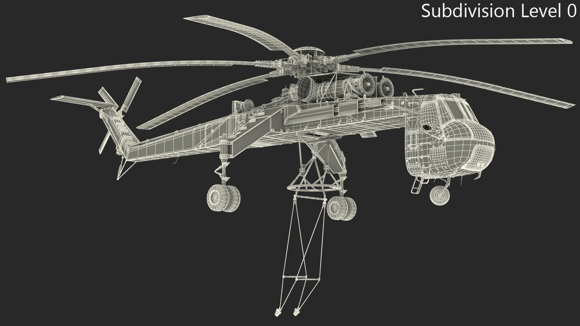 3D Heavy Lift Helicopter Sikorsky S-64 Skycrane Rigged