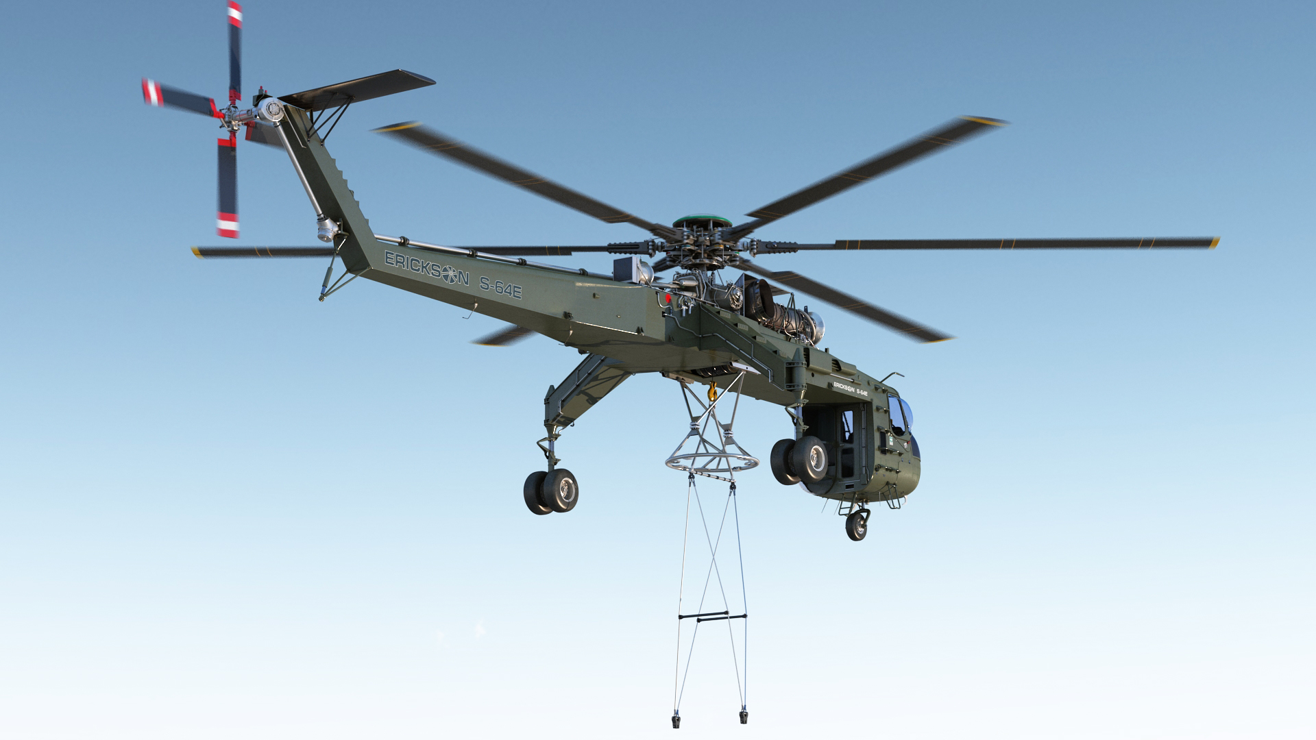 3D Heavy Lift Helicopter Sikorsky S-64 Skycrane Rigged