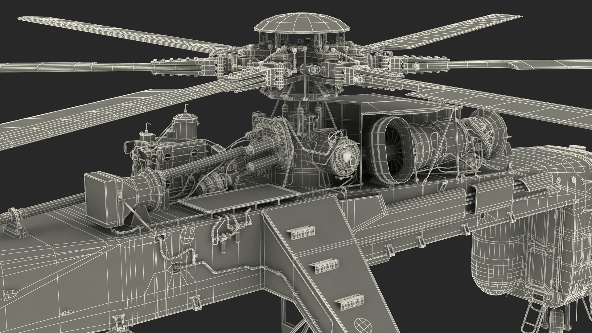 3D Heavy Lift Helicopter Sikorsky S-64 Skycrane Rigged