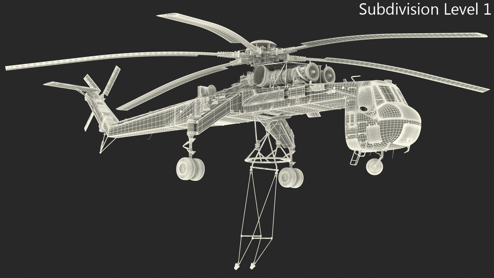 3D Heavy Lift Helicopter Sikorsky S-64 Skycrane Rigged