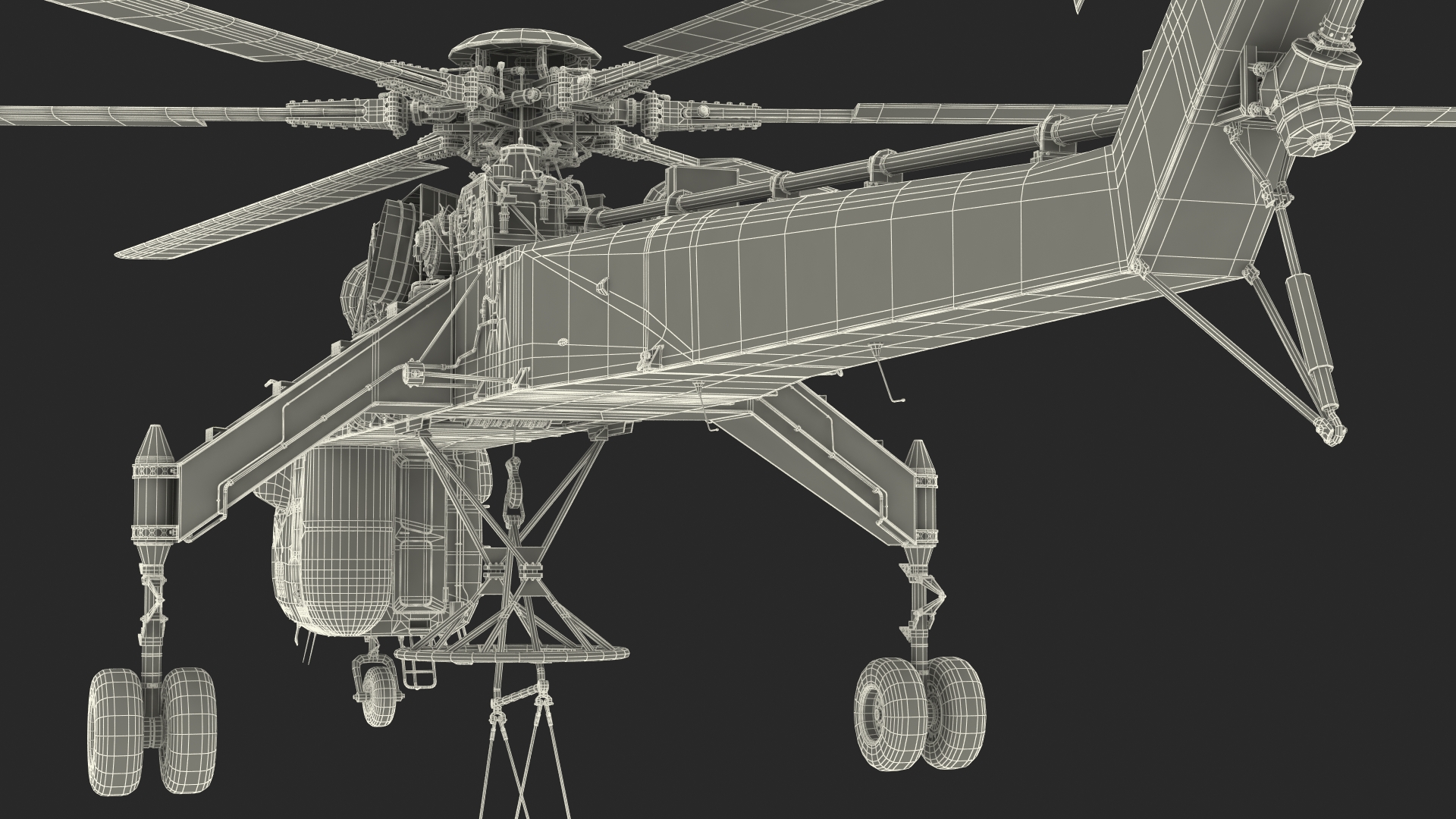 3D Heavy Lift Helicopter Sikorsky S-64 Skycrane Rigged