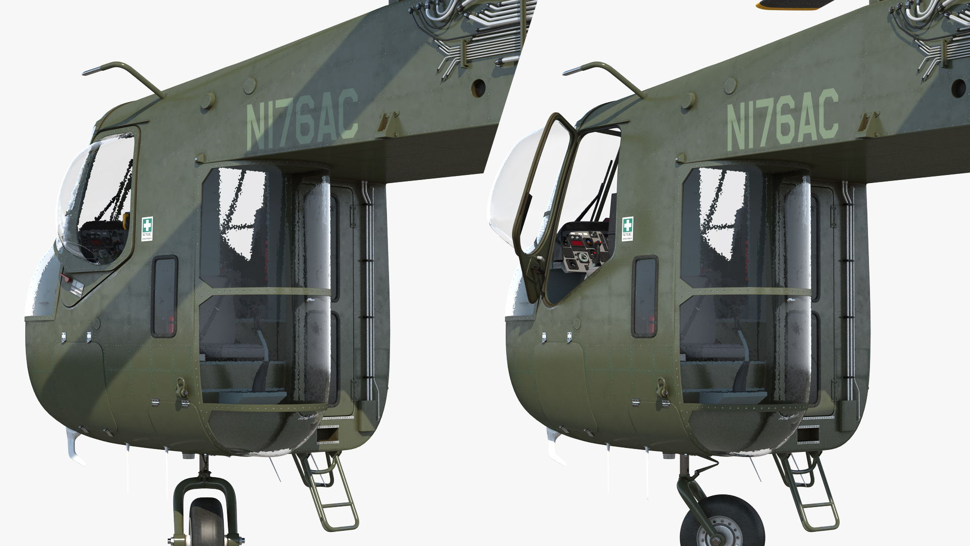 3D Heavy Lift Helicopter Sikorsky S-64 Skycrane Rigged