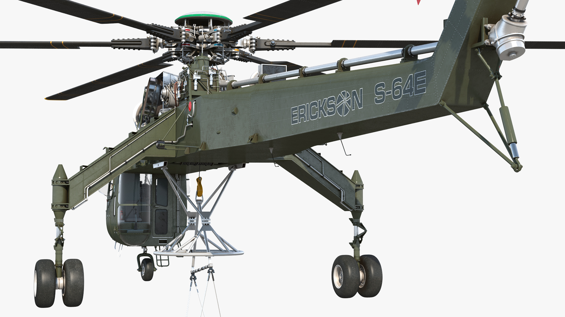 3D Heavy Lift Helicopter Sikorsky S-64 Skycrane Rigged