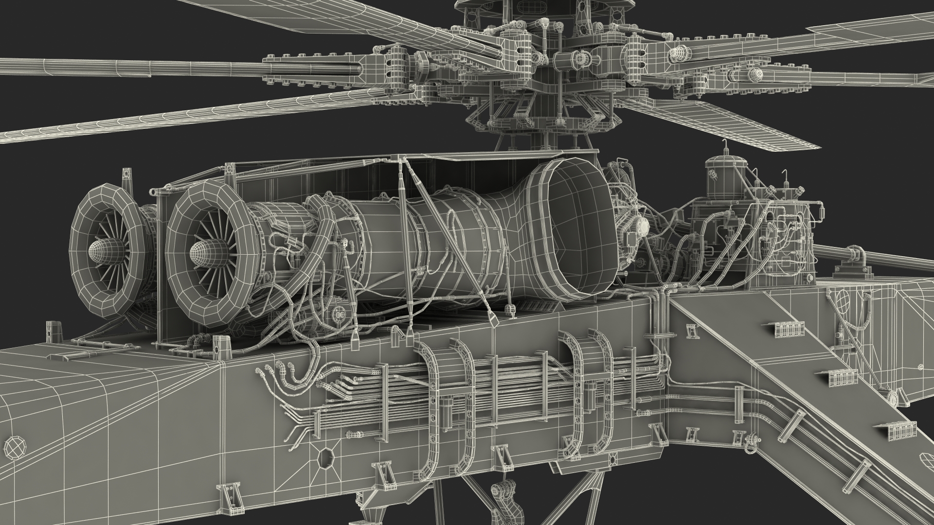 3D Heavy Lift Helicopter Sikorsky S-64 Skycrane Rigged