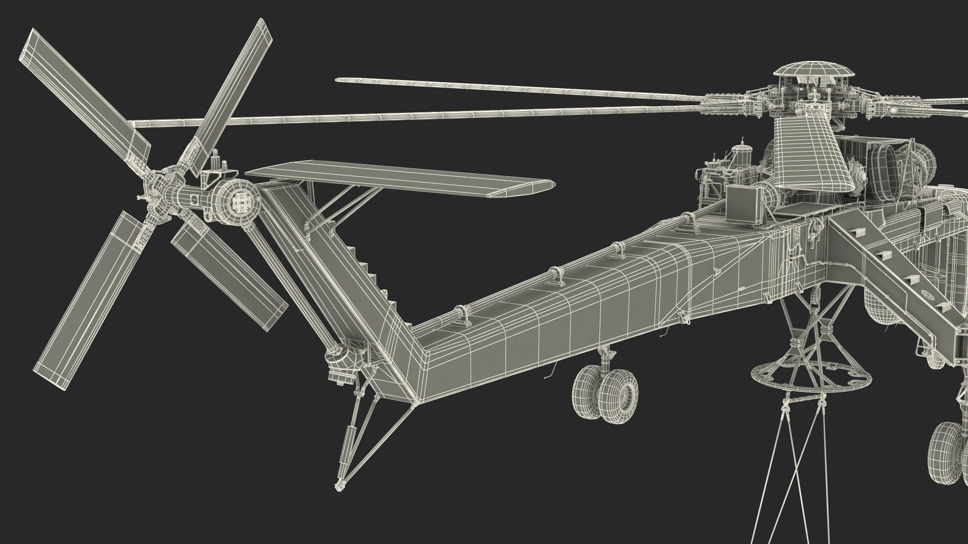 3D Heavy Lift Helicopter Sikorsky S-64 Skycrane Rigged