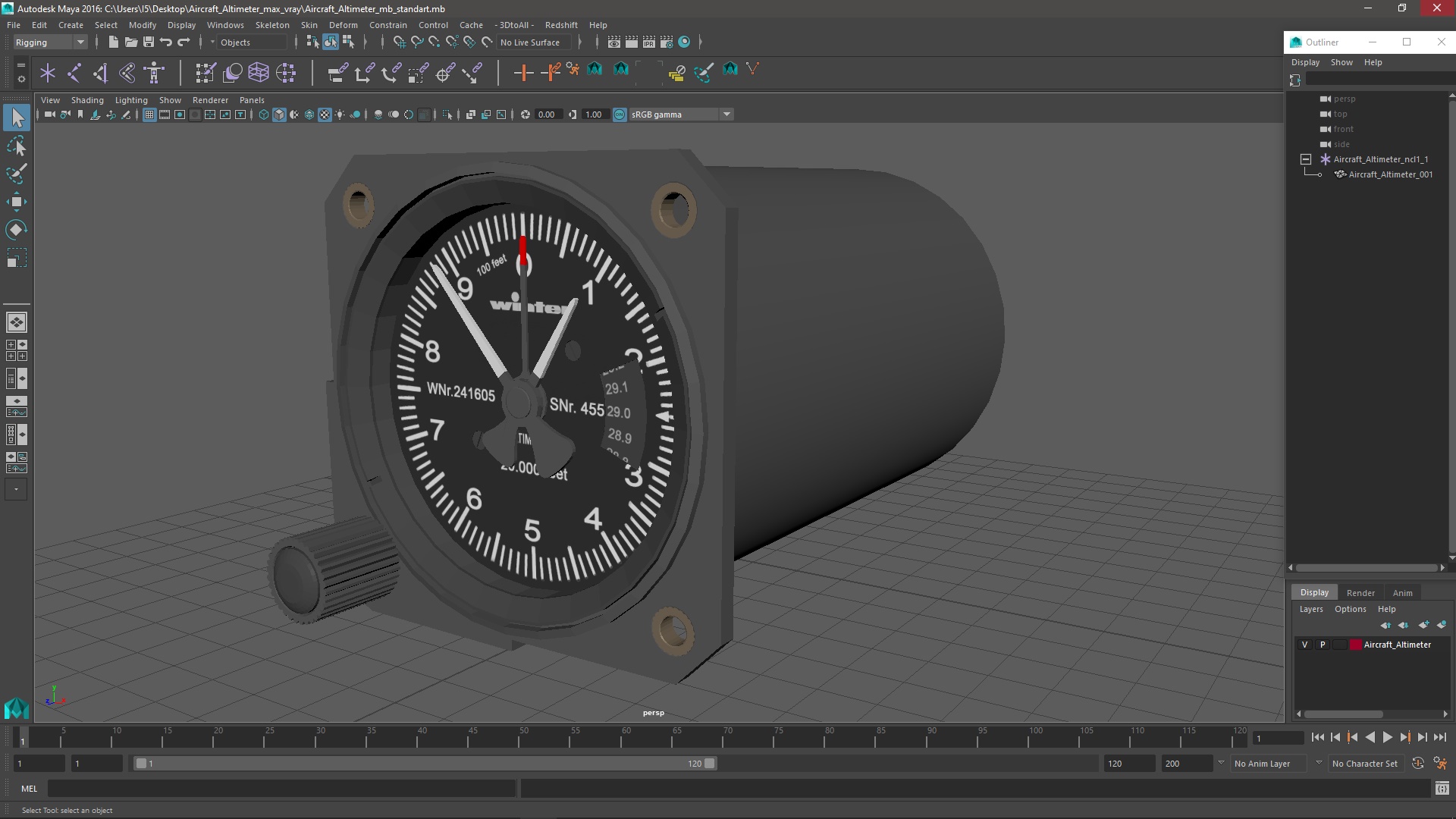 3D Aircraft Altimeter model