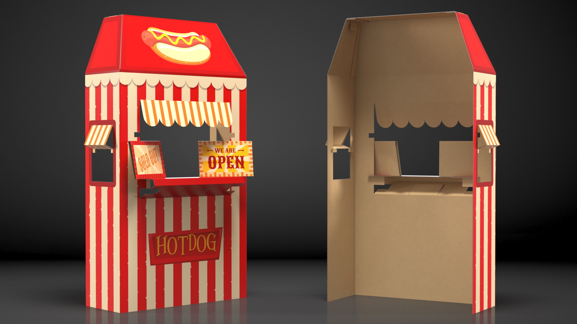 Hot Dog Booth Cardboard Stand 3D model