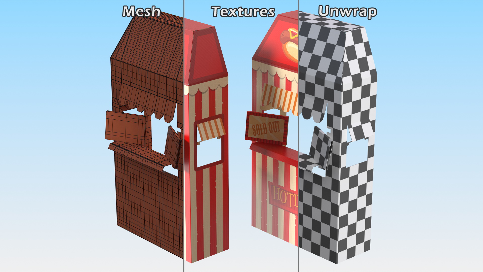 Hot Dog Booth Cardboard Stand 3D model