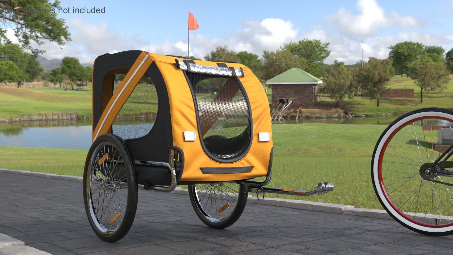 3D Pet Bike Trailer Yellow model