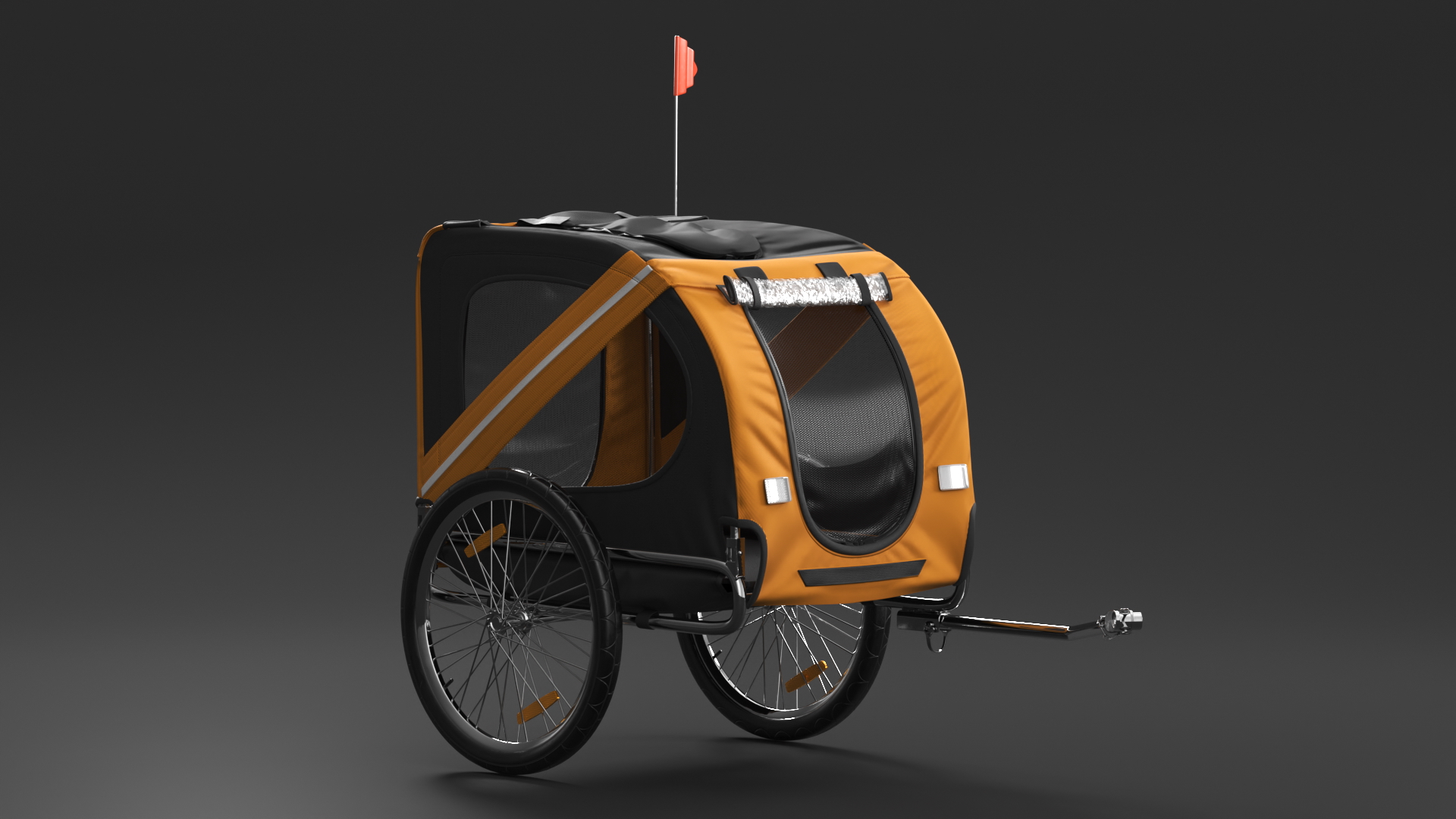 3D Pet Bike Trailer Yellow model