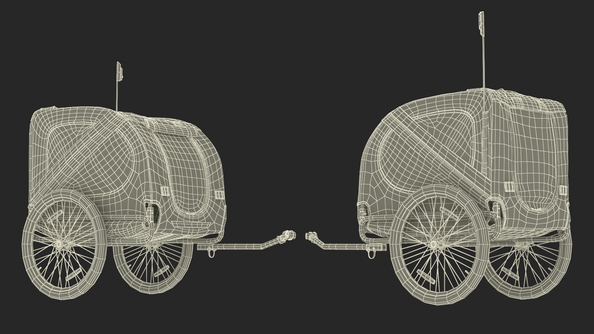 3D Pet Bike Trailer Yellow model