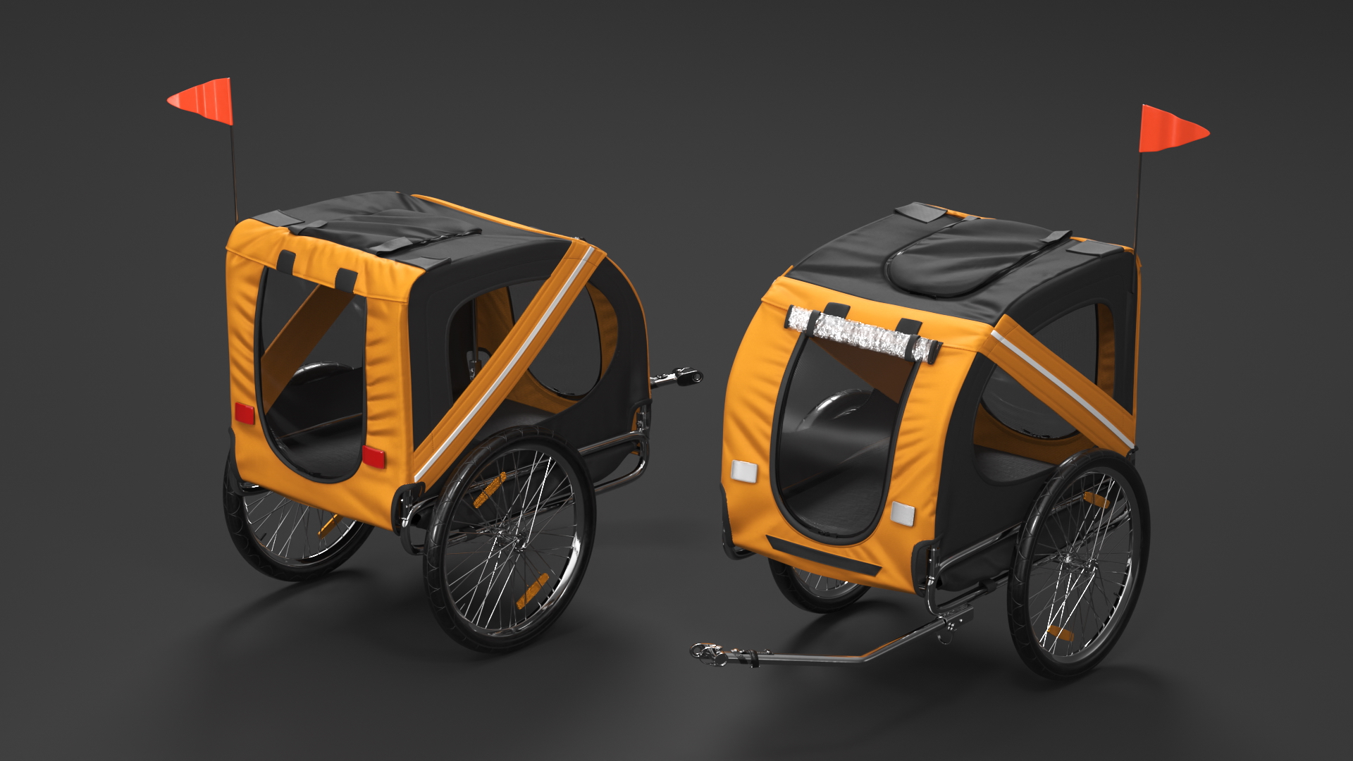 3D Pet Bike Trailer Yellow model