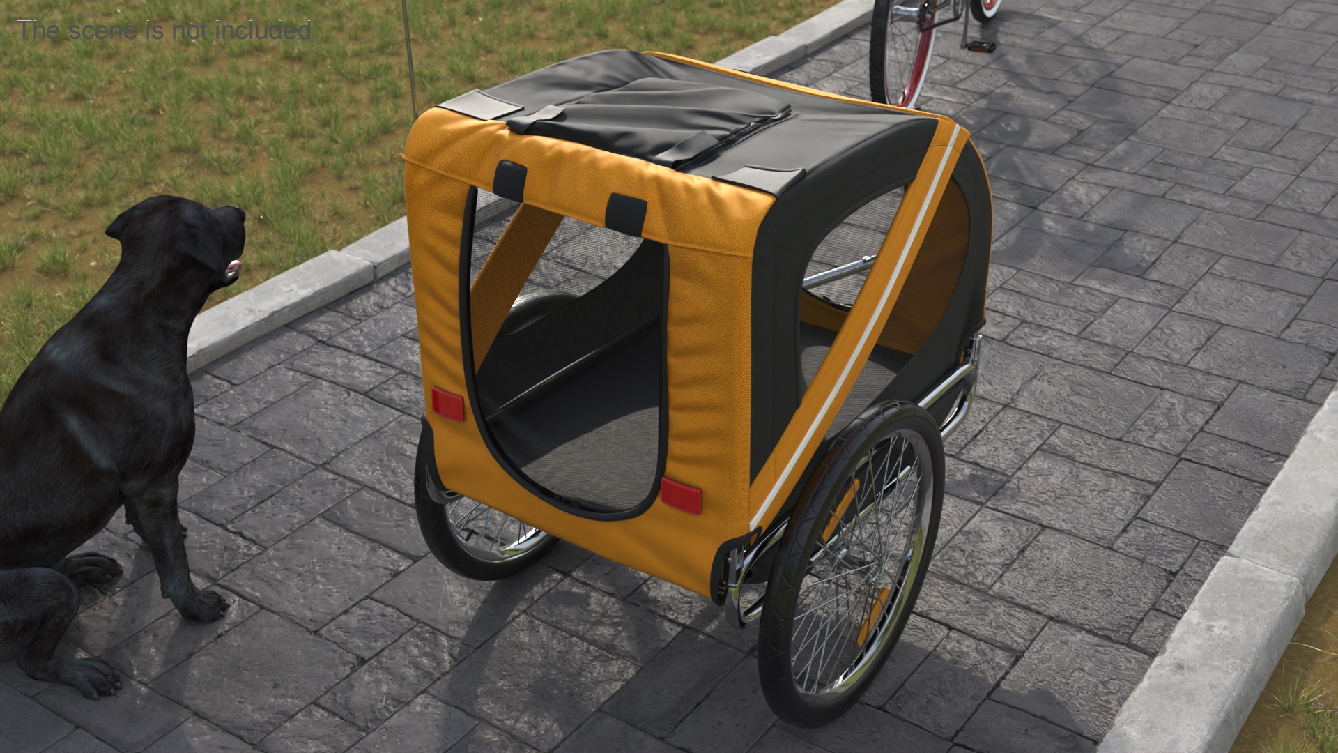 3D Pet Bike Trailer Yellow model