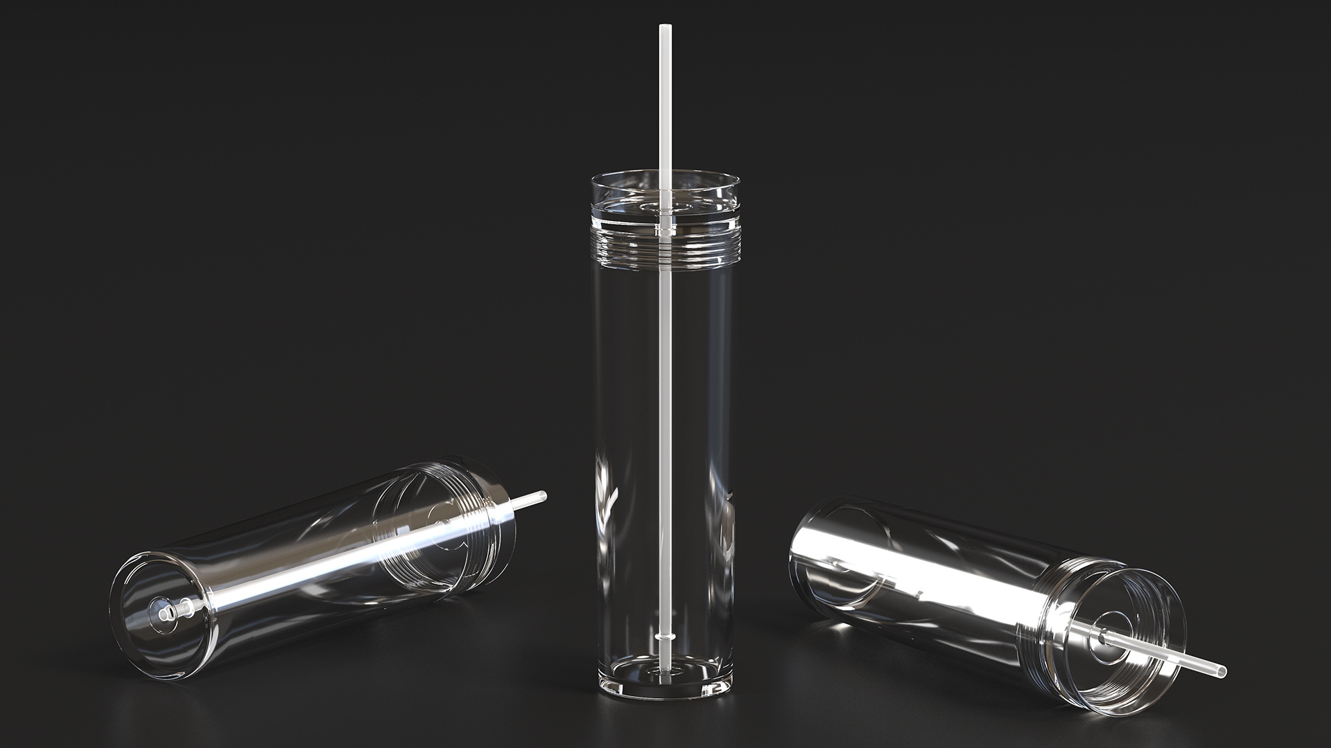 3D model Clear Acrylic Tumbler with Lid and Straw