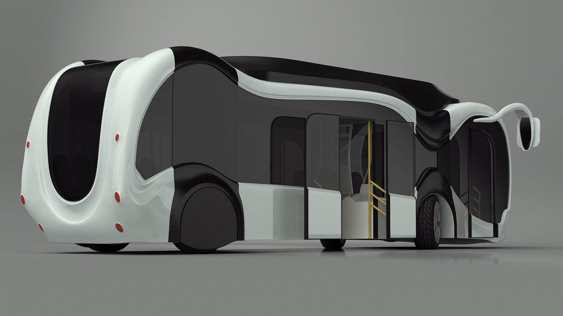 3D Futuristic Electric Bus Concept White Rigged for Cinema 4D model