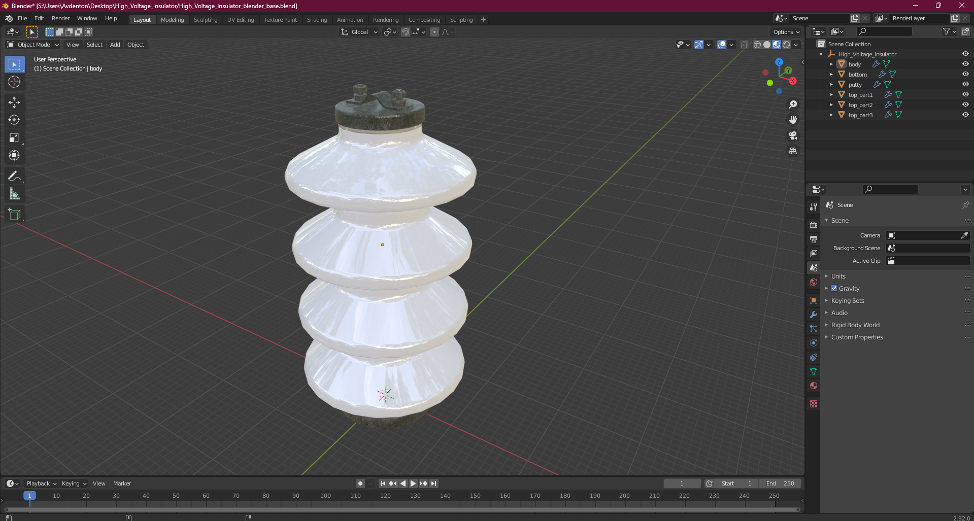 High Voltage Insulator 3D