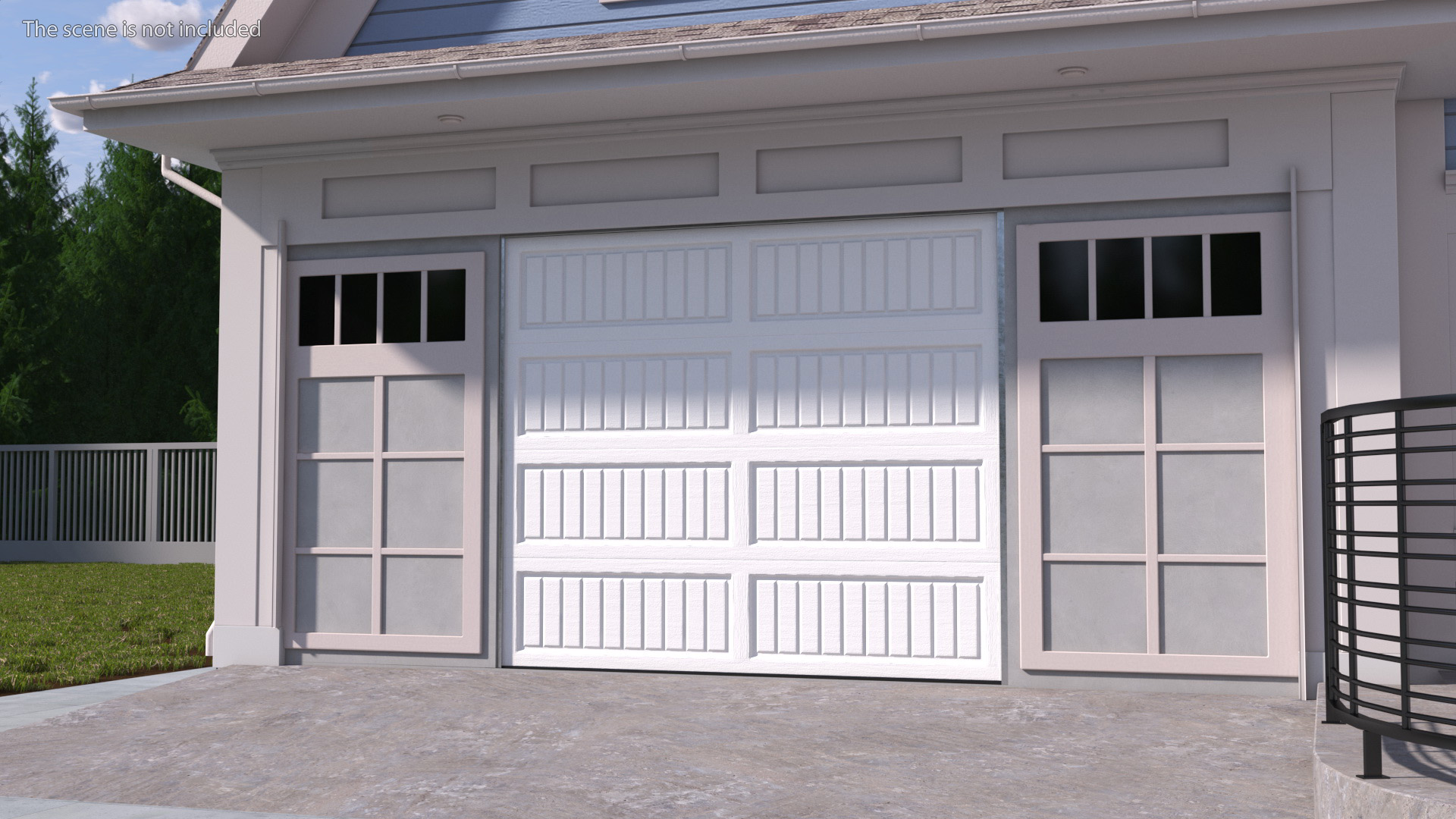 Automatic Retractable Garage Door White 3D model