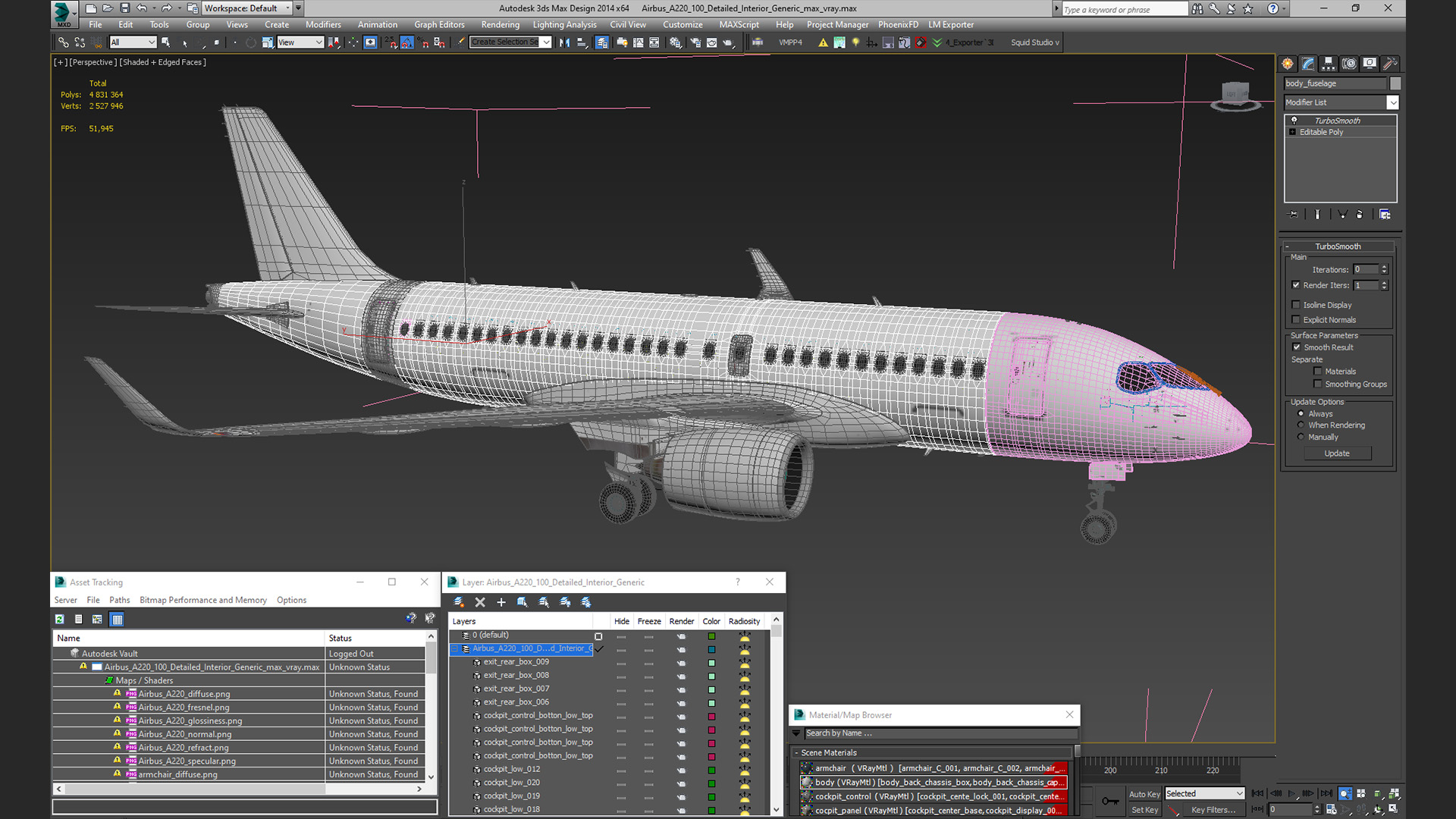 3D Airbus A220 100 Detailed Interior Generic