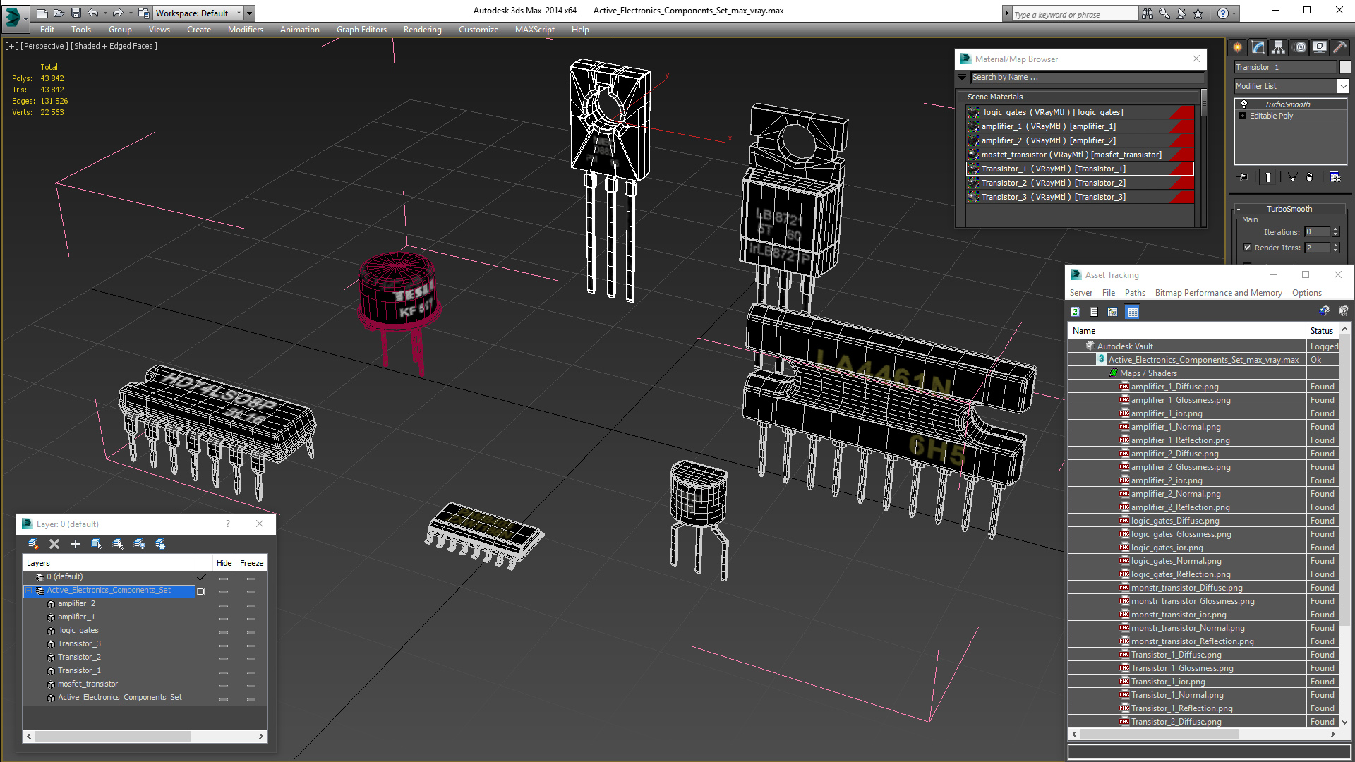 3D Active Electronics Components Set model