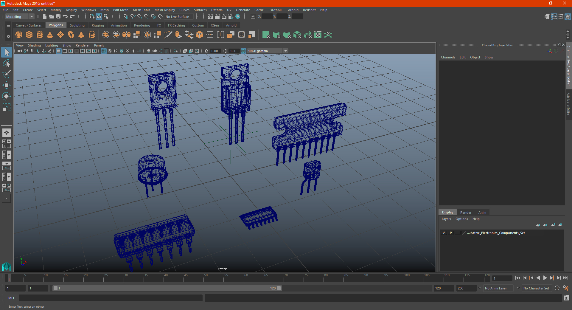 3D Active Electronics Components Set model