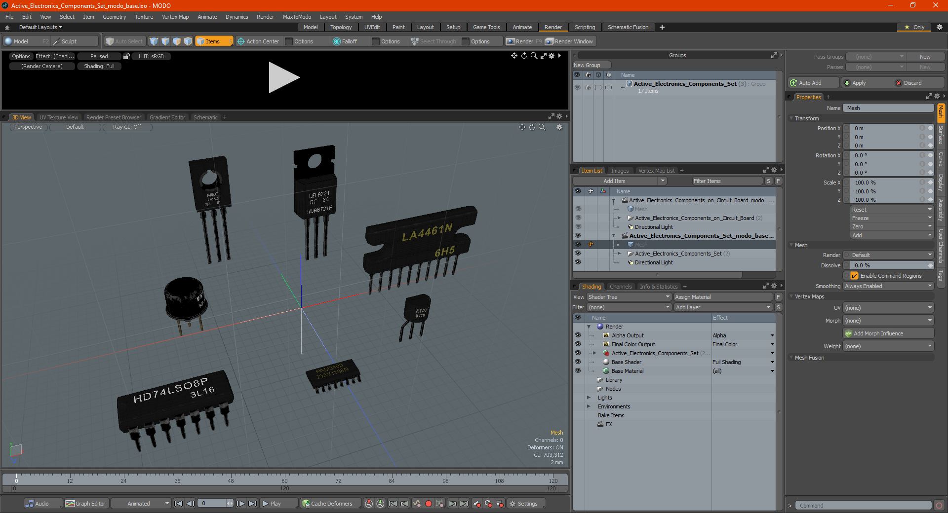 3D Active Electronics Components Set model