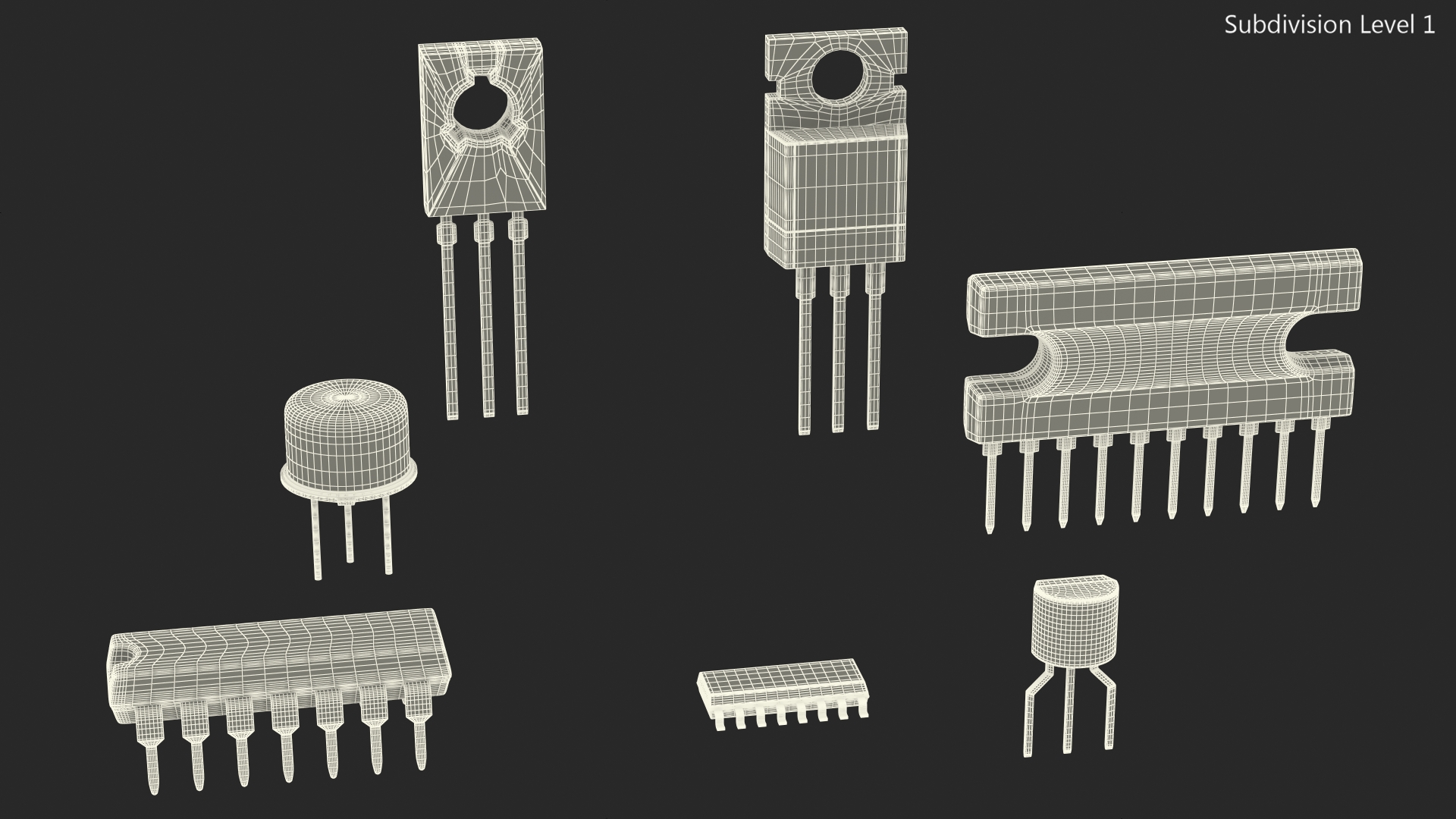 3D Active Electronics Components Set model