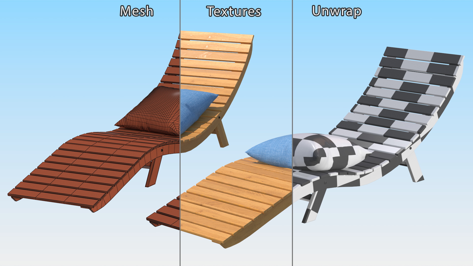 3D Beach Lounger model