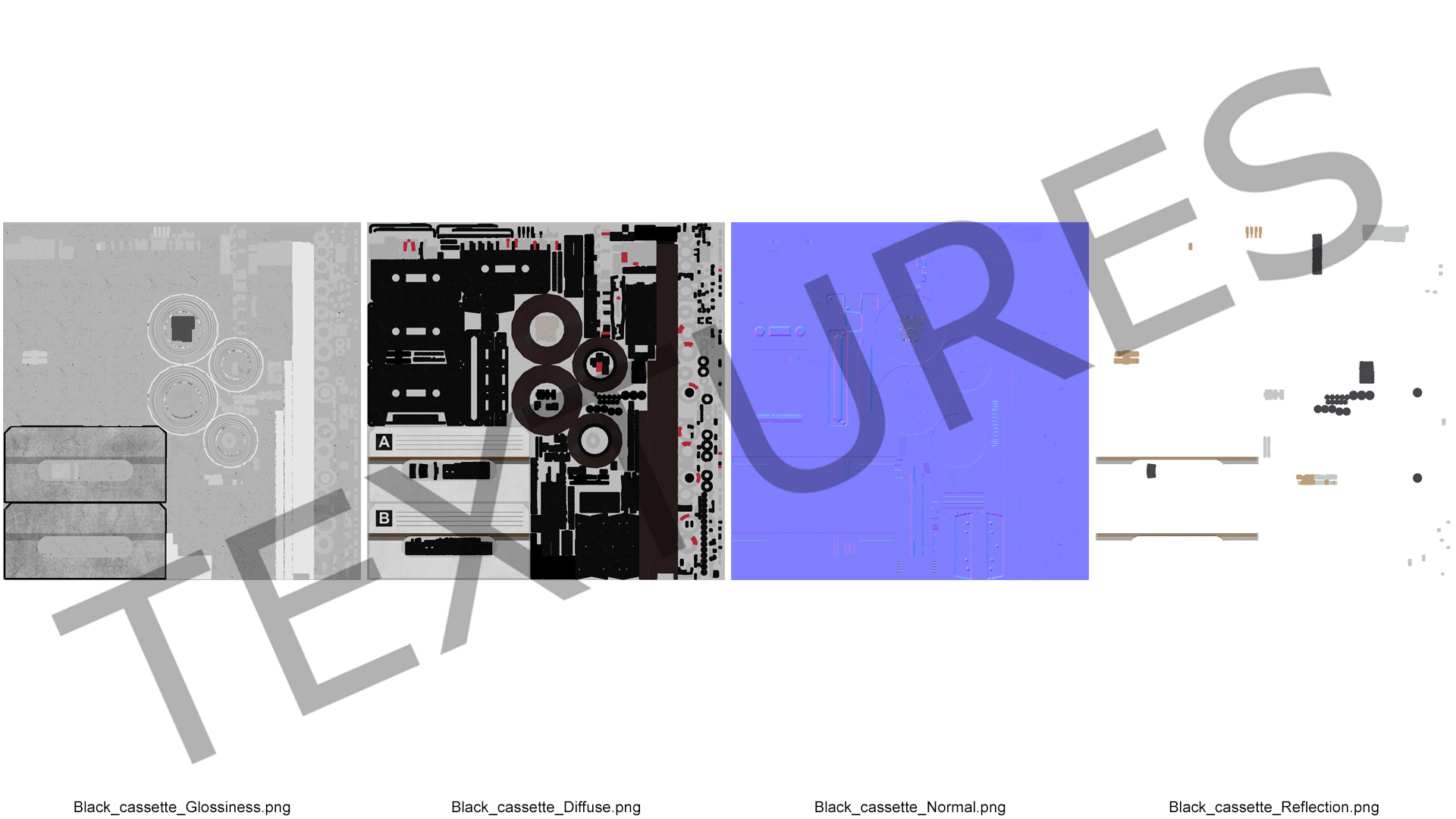 Black Cassette Tape 3D model