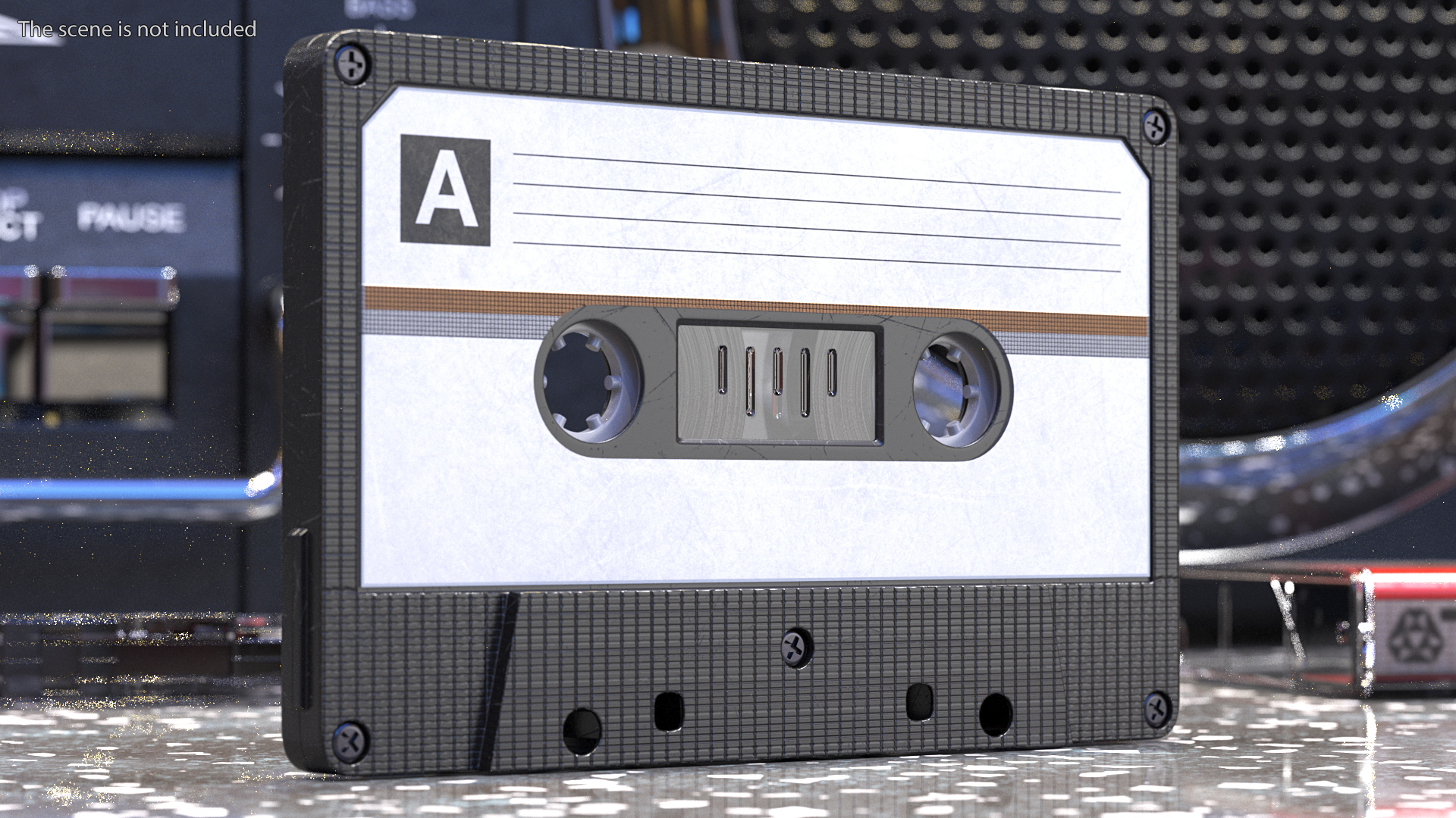 Black Cassette Tape 3D model