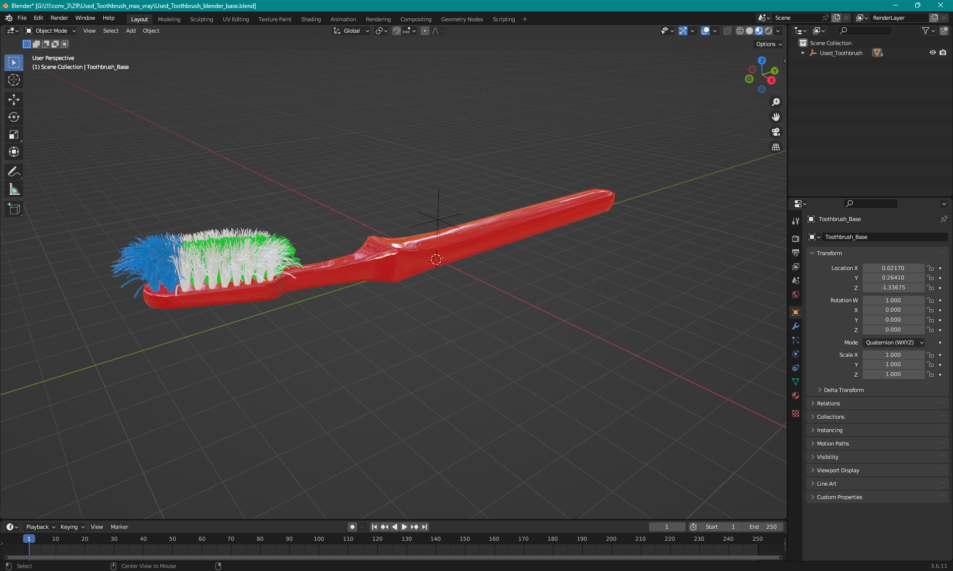 3D model Used Toothbrush