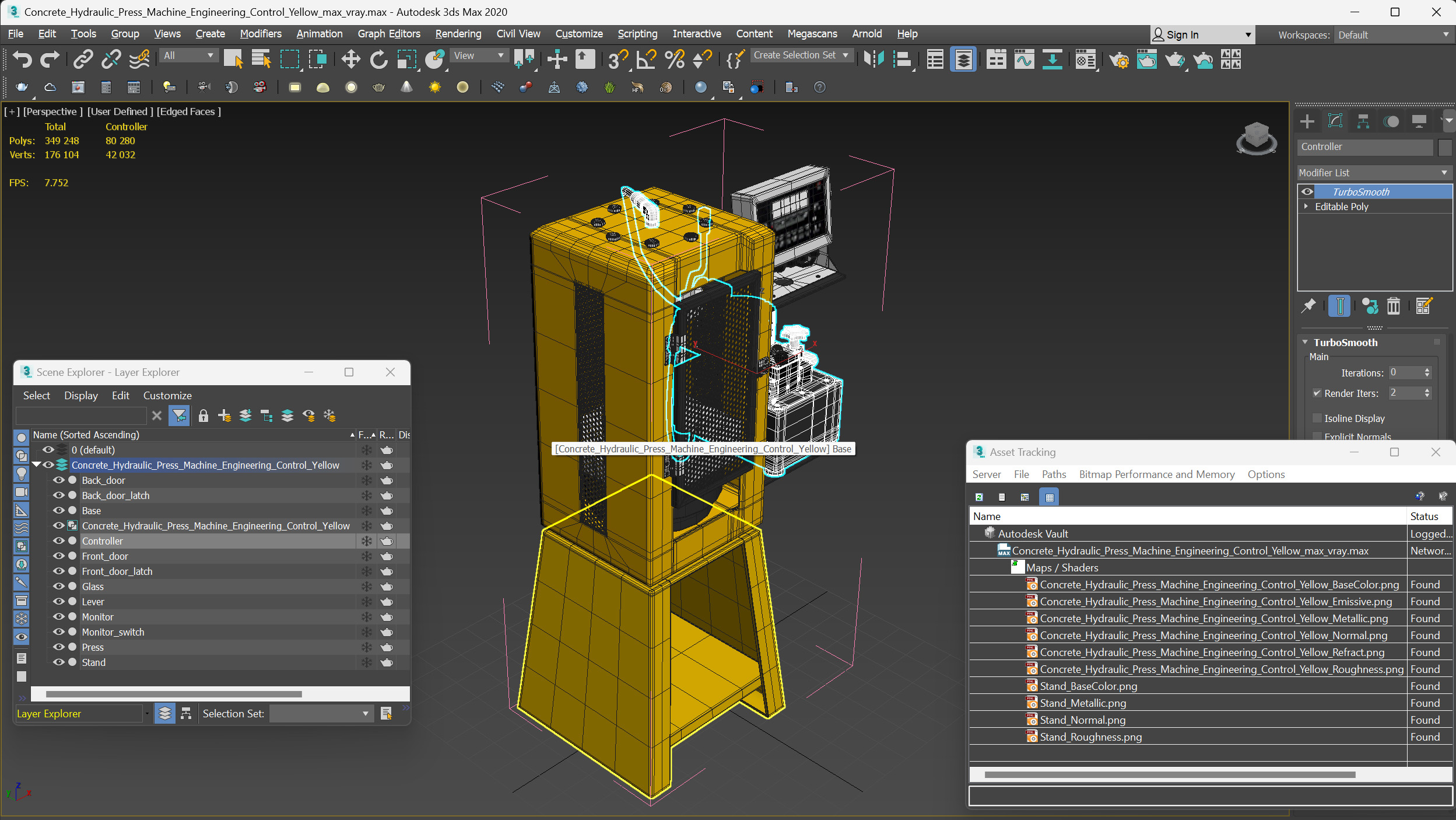 Concrete Hydraulic Press Machine Engineering Control Yellow 3D model