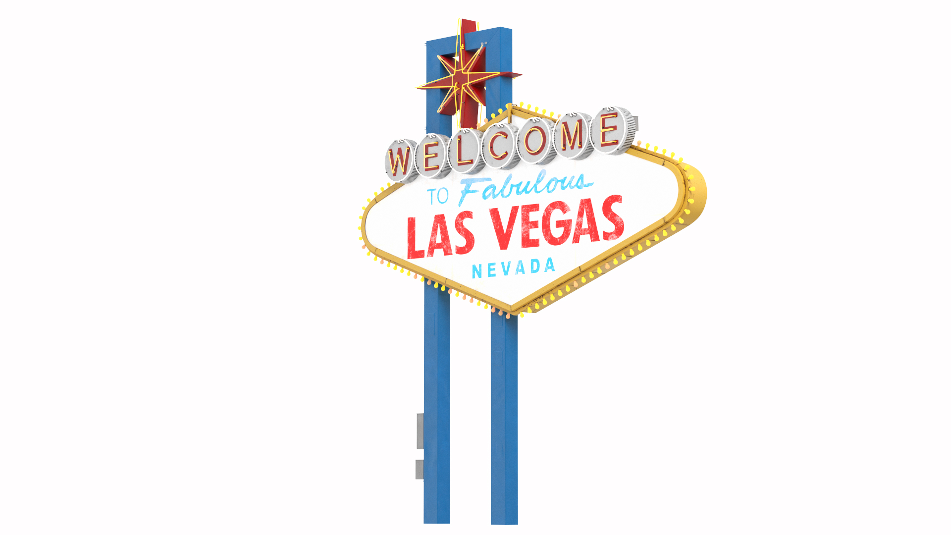 3D Welcome Las Vegas Sign Light On