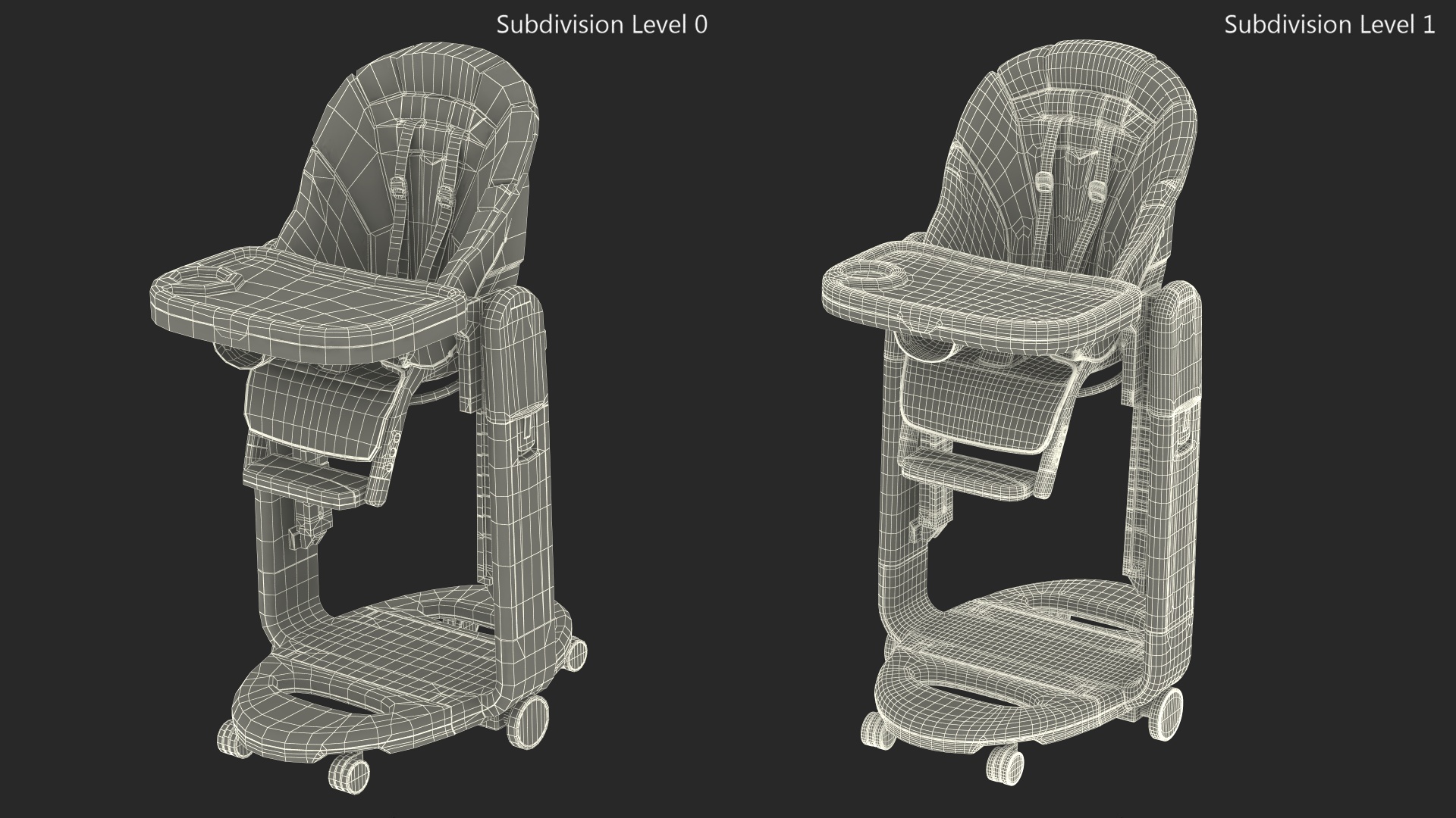 3D Compact Tatamia High Chair Vertical Beige Rigged model