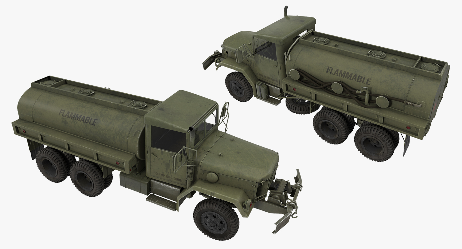 US Army Fuel Tank Truck m49 Rigged 3D model